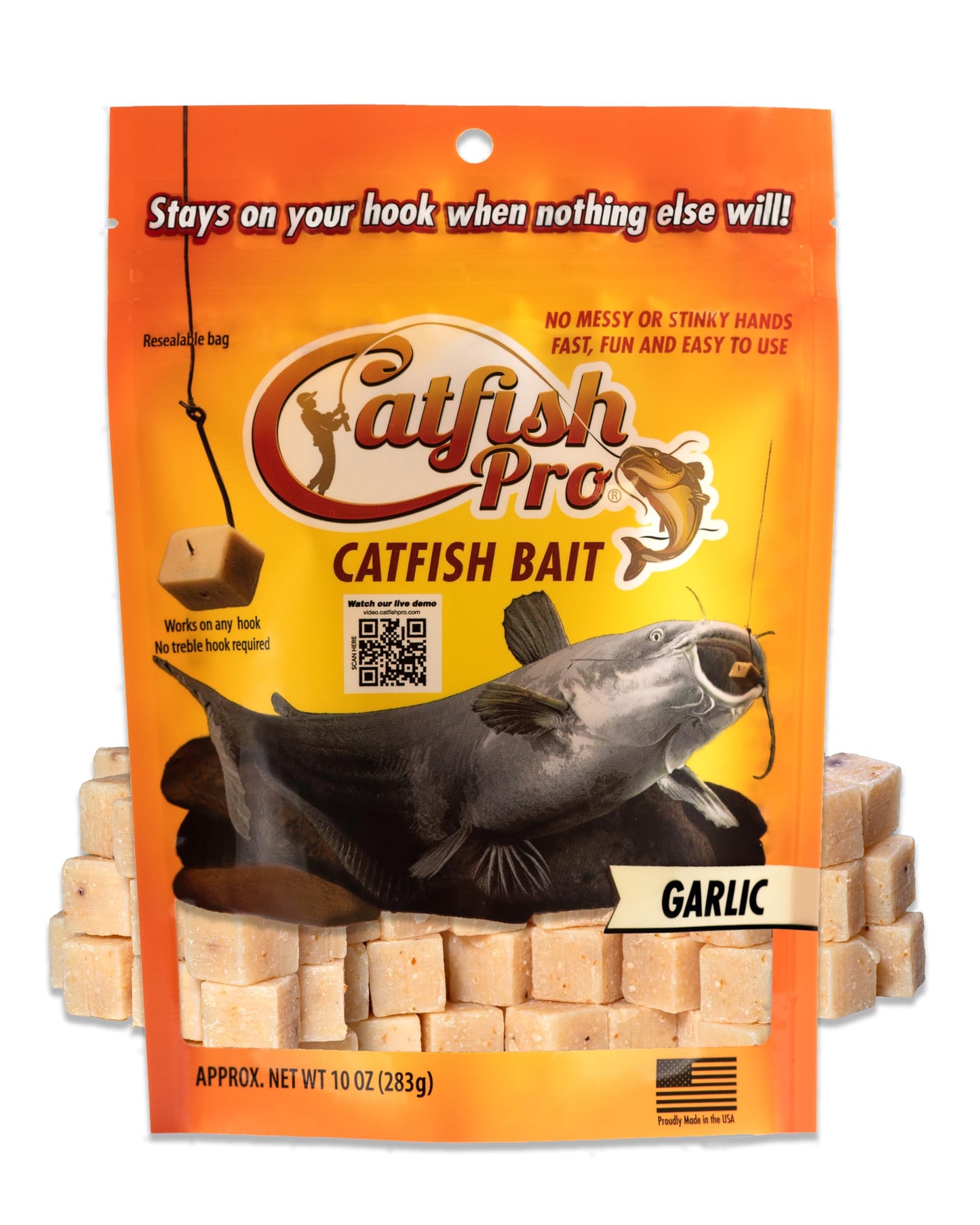 Catfish Pro Catfish Bait - 10oz Bag with 80pcs | Irresistible Scent for Catfish | Mess-Free, Stays On Your Hook When Nothing Else Will | Great for Rod, Reel, Trotline, Jugs & Yoyos Fishing