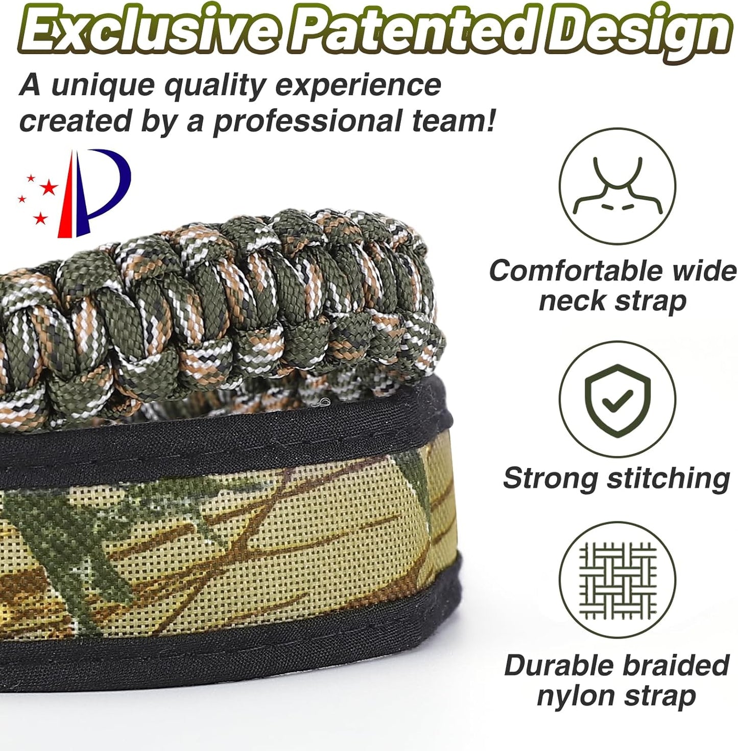 PAMASE Duck Call Lanyard - Duck Whistle Hunting Accessories with 10 Removable Loops, Camo Woven Goose Call Carry, Christmas Outdoor Predator Gear Gifts for Hunter - Without Duck Call