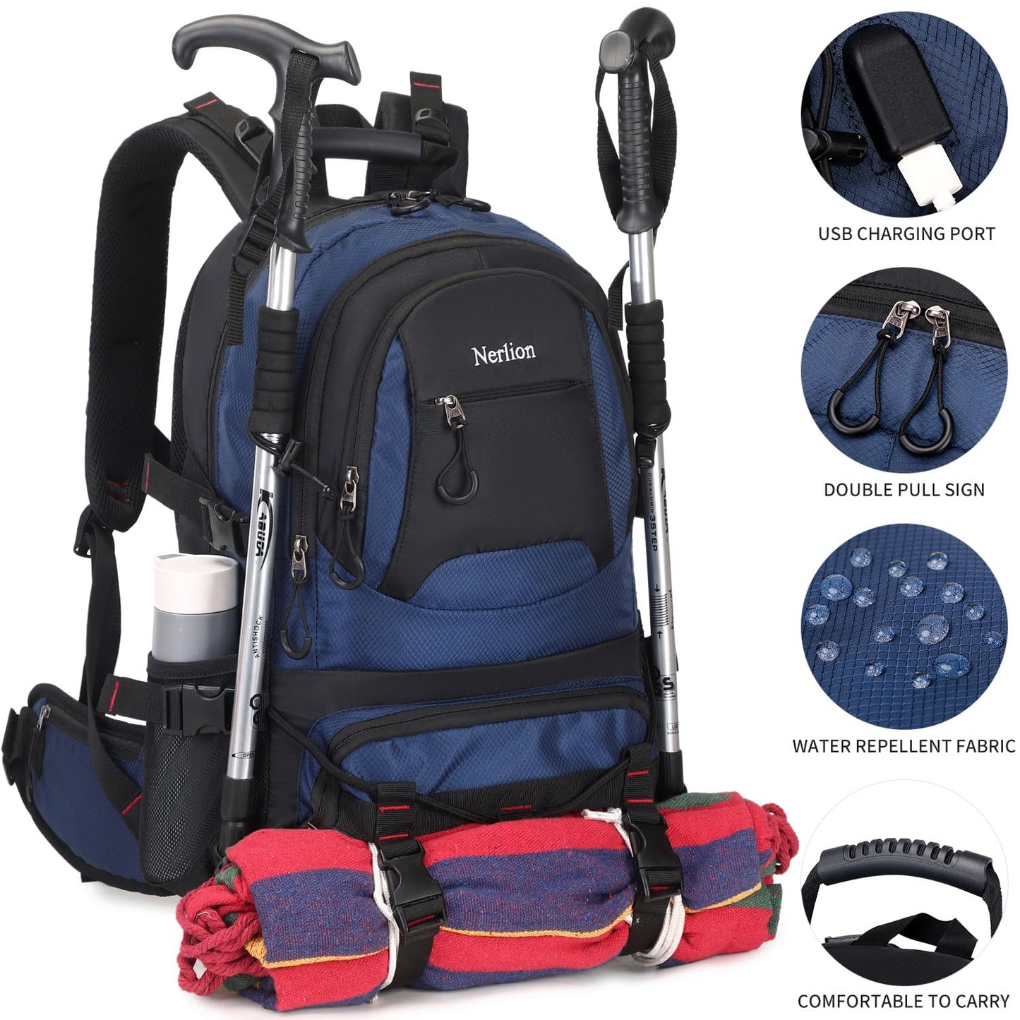 Nerlion 40L Hiking Backpack Travel Backpack for Men Women Camping Waterproof Outdoor Hiking Daypack Lightweight Backpack (Orange)