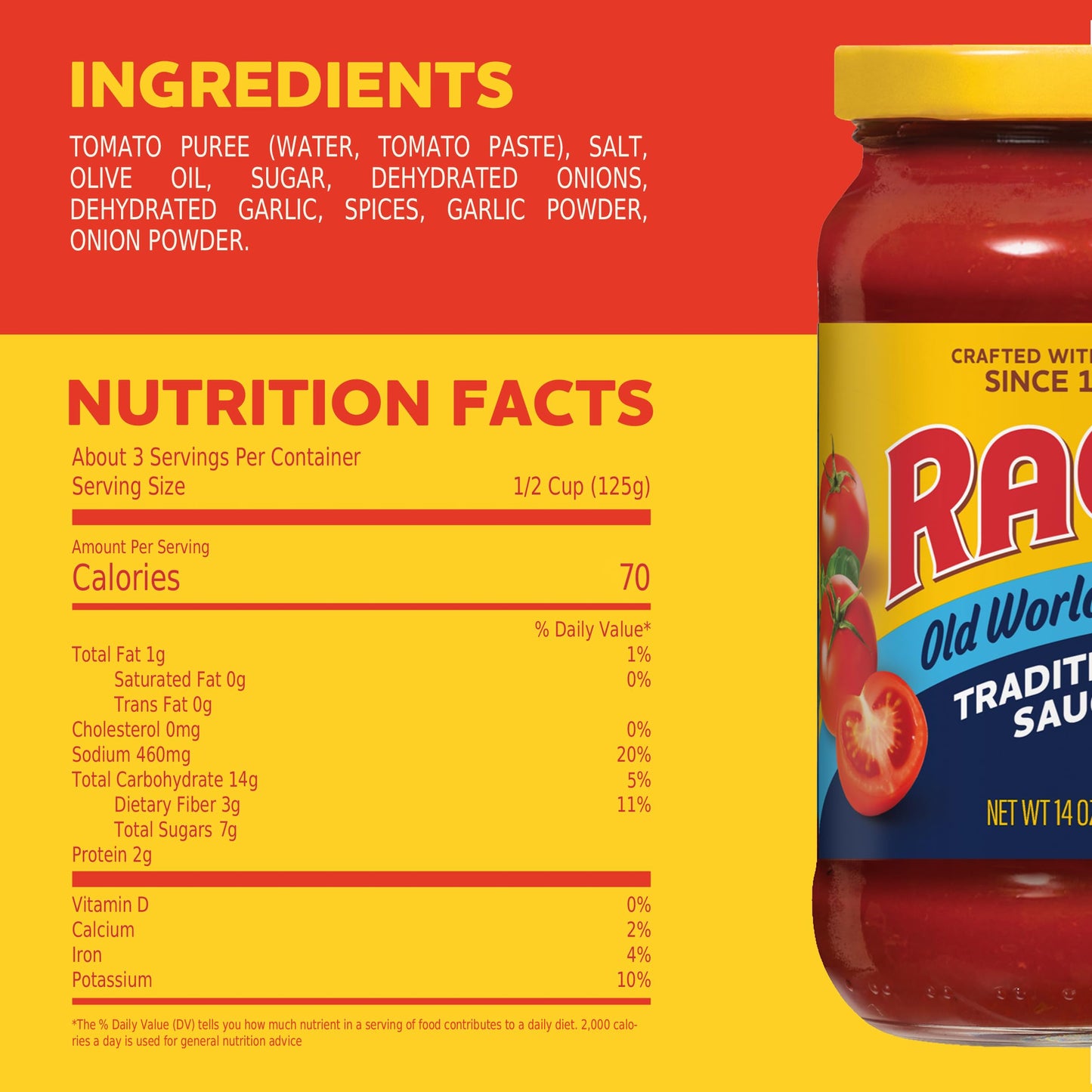 Ragu Old World Style Traditional Sauce, Made with Olive Oil, Perfect for Italian Style Meals at Home, 45 OZ