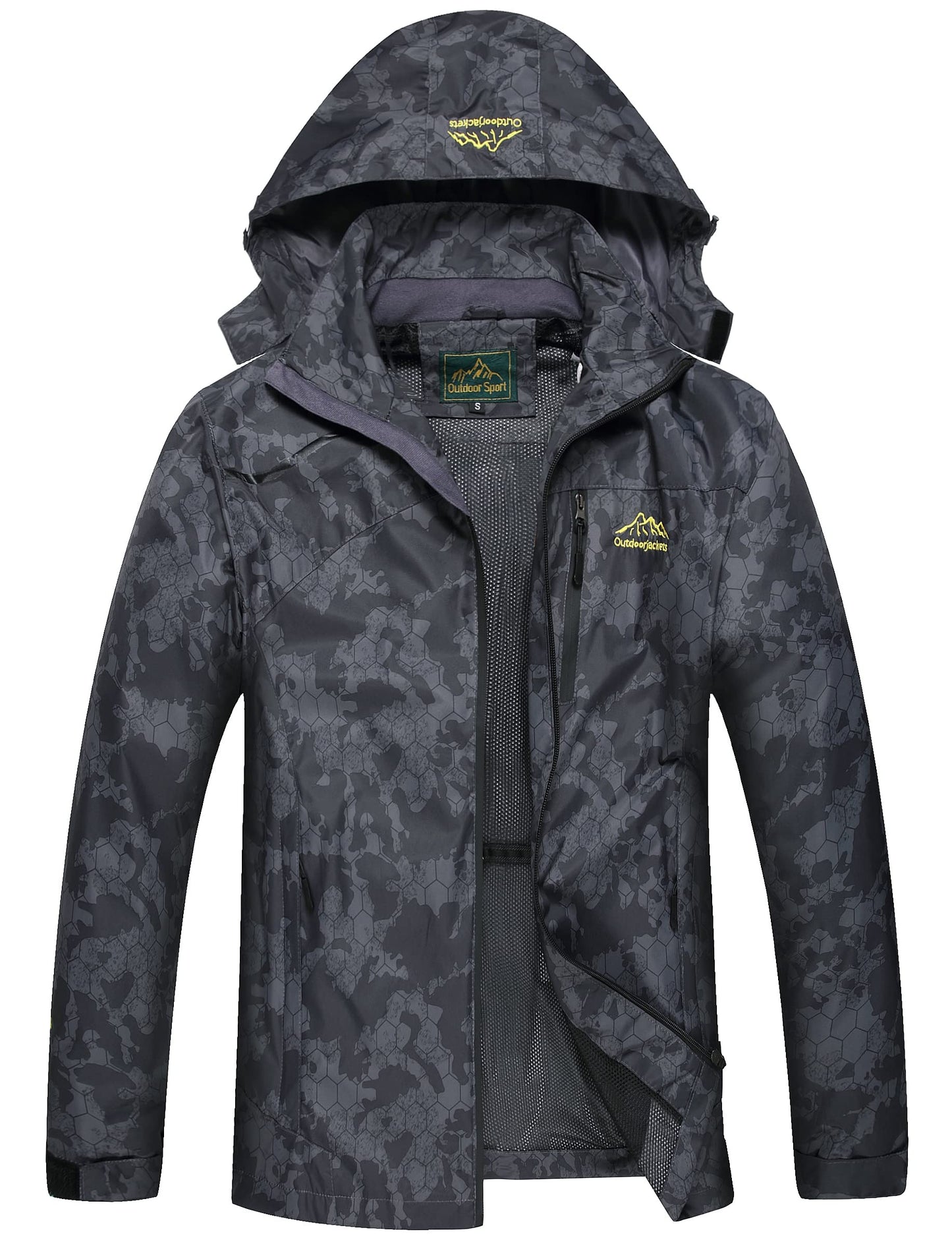 GIISAM Mens Windproof Jacket Waterproof Lightweight Mountain Sport Jacket for Men Hooded Windbreaker Raincoat