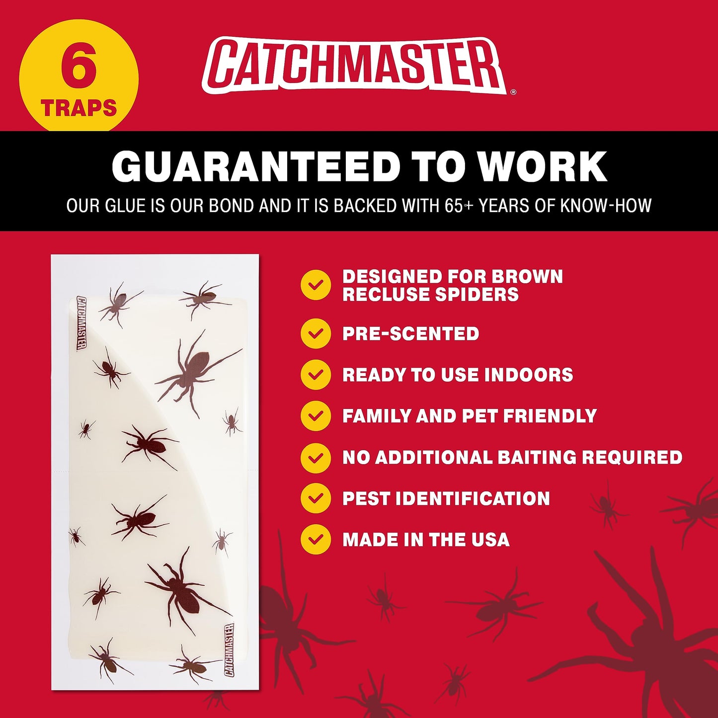 Catchmaster Centipede XL Giant Glue Boards 6-PK, Adhesive Bug Catcher, Cricket, Roach, Scorpion & Spider Traps for Home, Centipede Killer, Insect Glue Traps for House & Garage, Pet Safe Pest Control