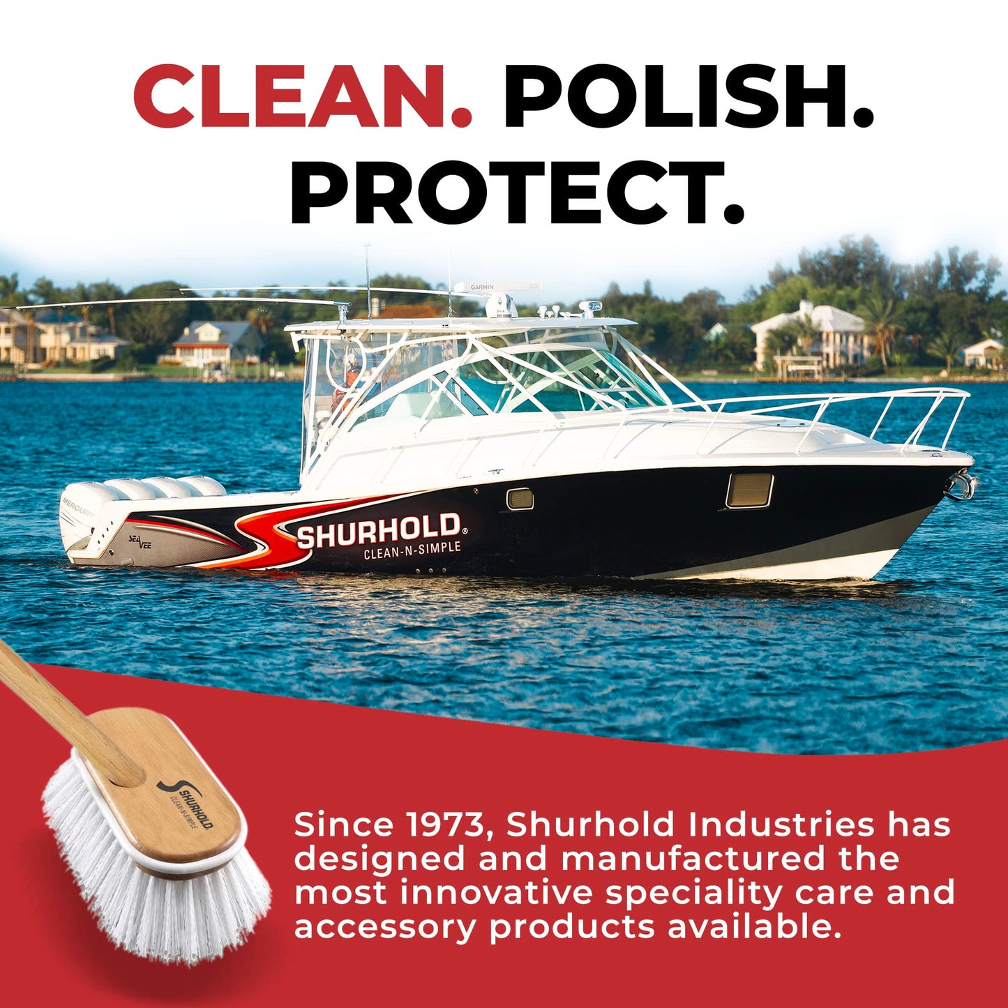 Shurhold 1960 Marine Mate 6 Inch Soft Bristle Brush with 48 Inch Handle