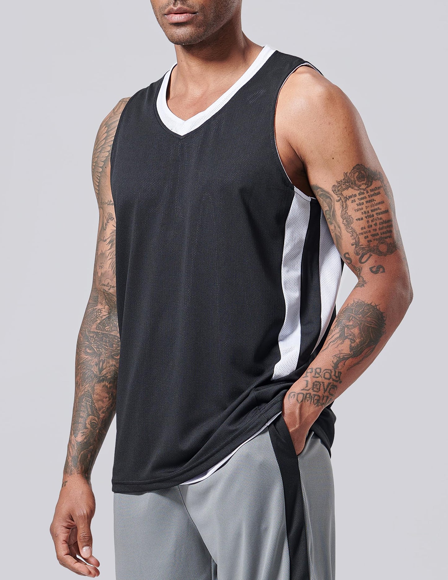 Liberty Imports Reversible Men's Mesh Athletic Basketball Jersey Single for Team Scrimmage (Black/White, XX-Large)