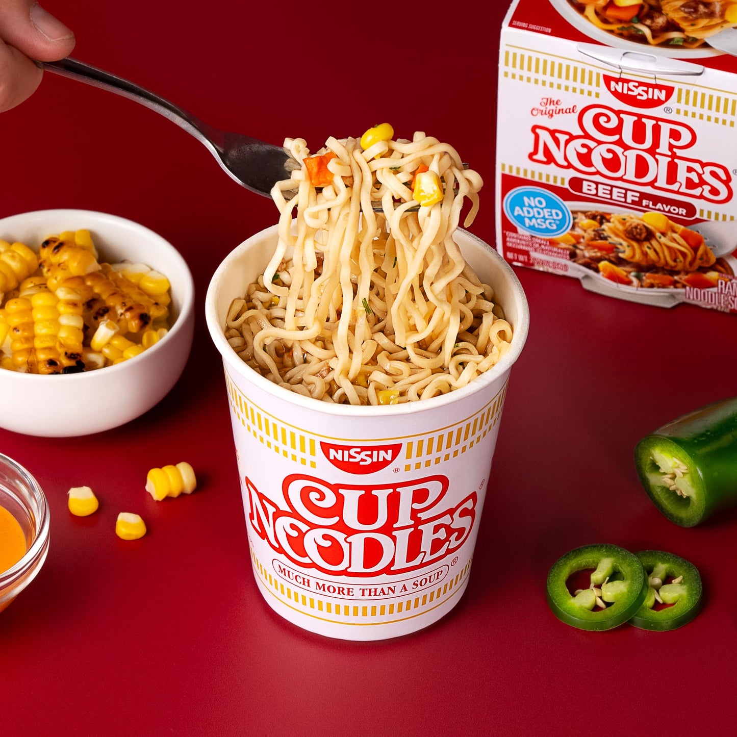 Nissin Cup Noodles Soup, Beef Flavor, Microwaveable Paper Cups, Instant Ramen, 2.25 Ounce (Pack of 12)
