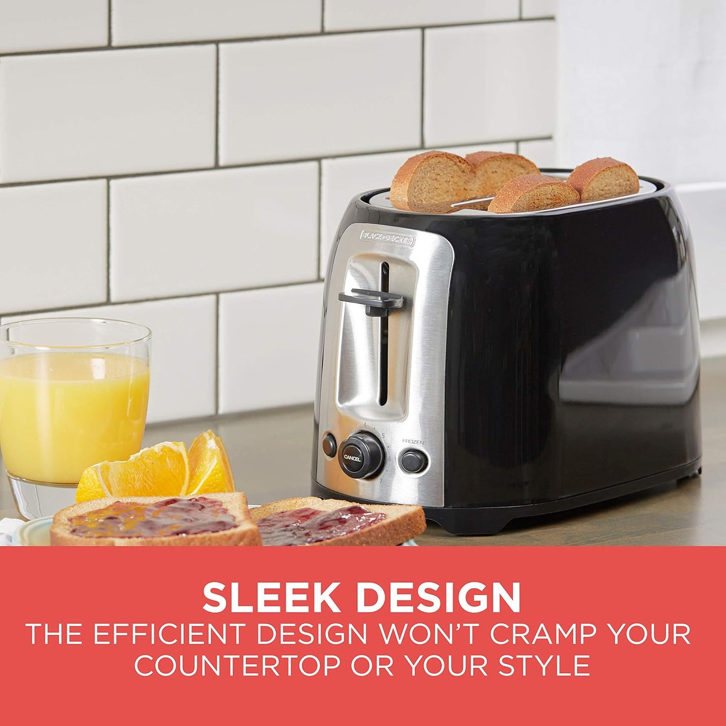 BLACK+DECKER 4-Slice Toaster, Extra Wide Slots, 7 Shade Settings, 1400 Watts, Frozen and Bagel Buttons, Toast Shade Selector, Extra Lift