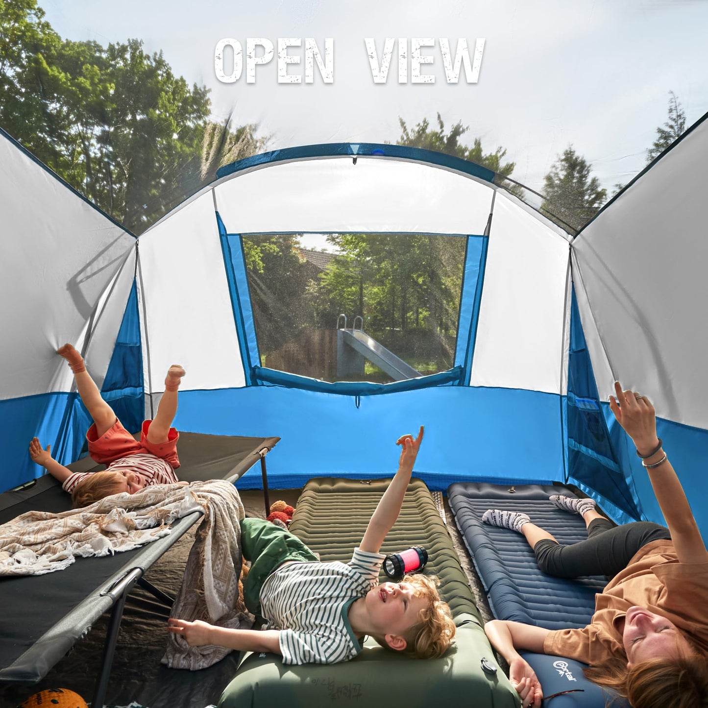 PORTAL 6/8/10 Person Family Camping Tent with Screen Room, Water Resistant Big Tunnel Tent with Rainfly, Large Family Tent for Outdoor Camping, Party