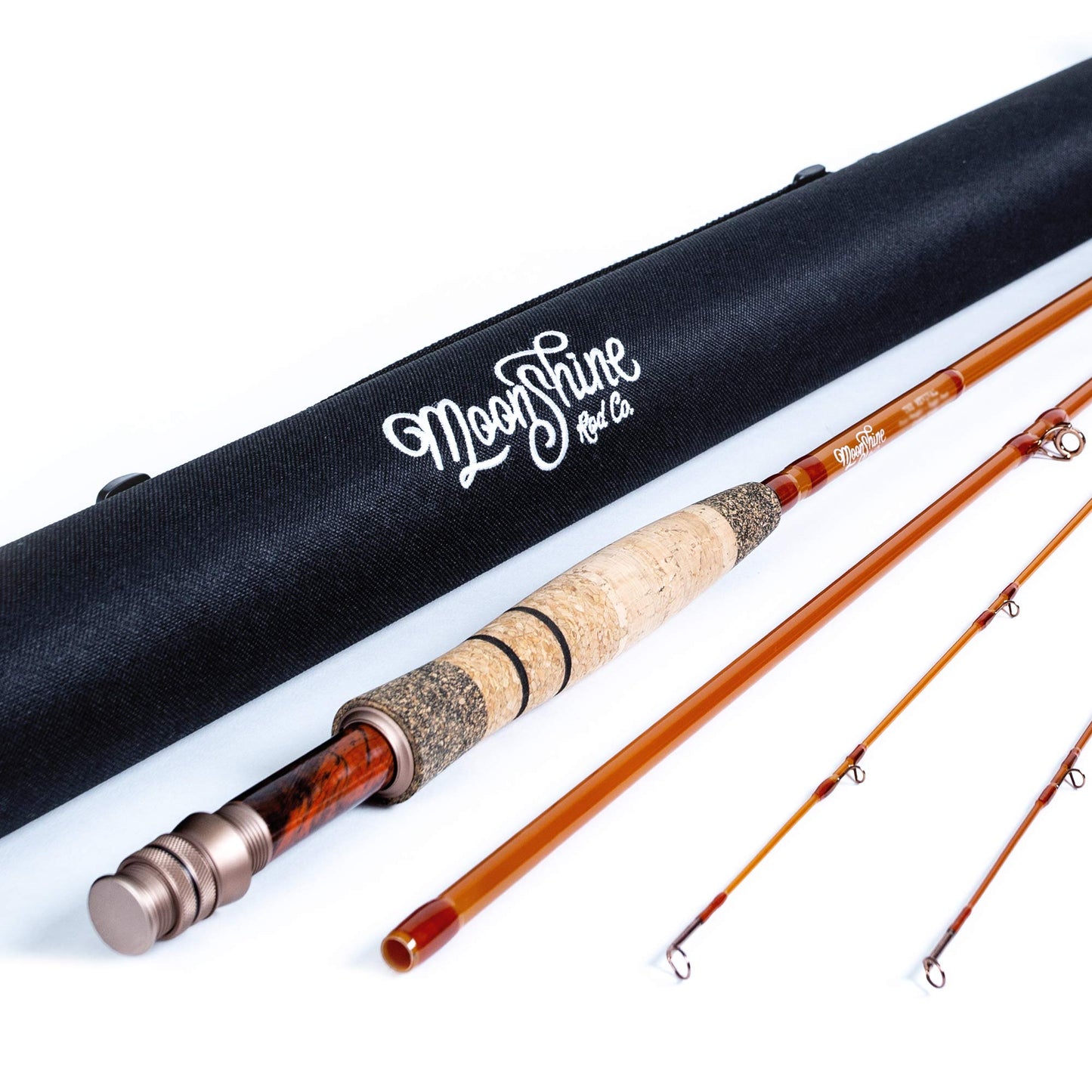 Moonshine Rod Co. Fly Fishing Rod with Carrying Case and Extra Rod Tip Section, Slow-Medium-Fast Action
