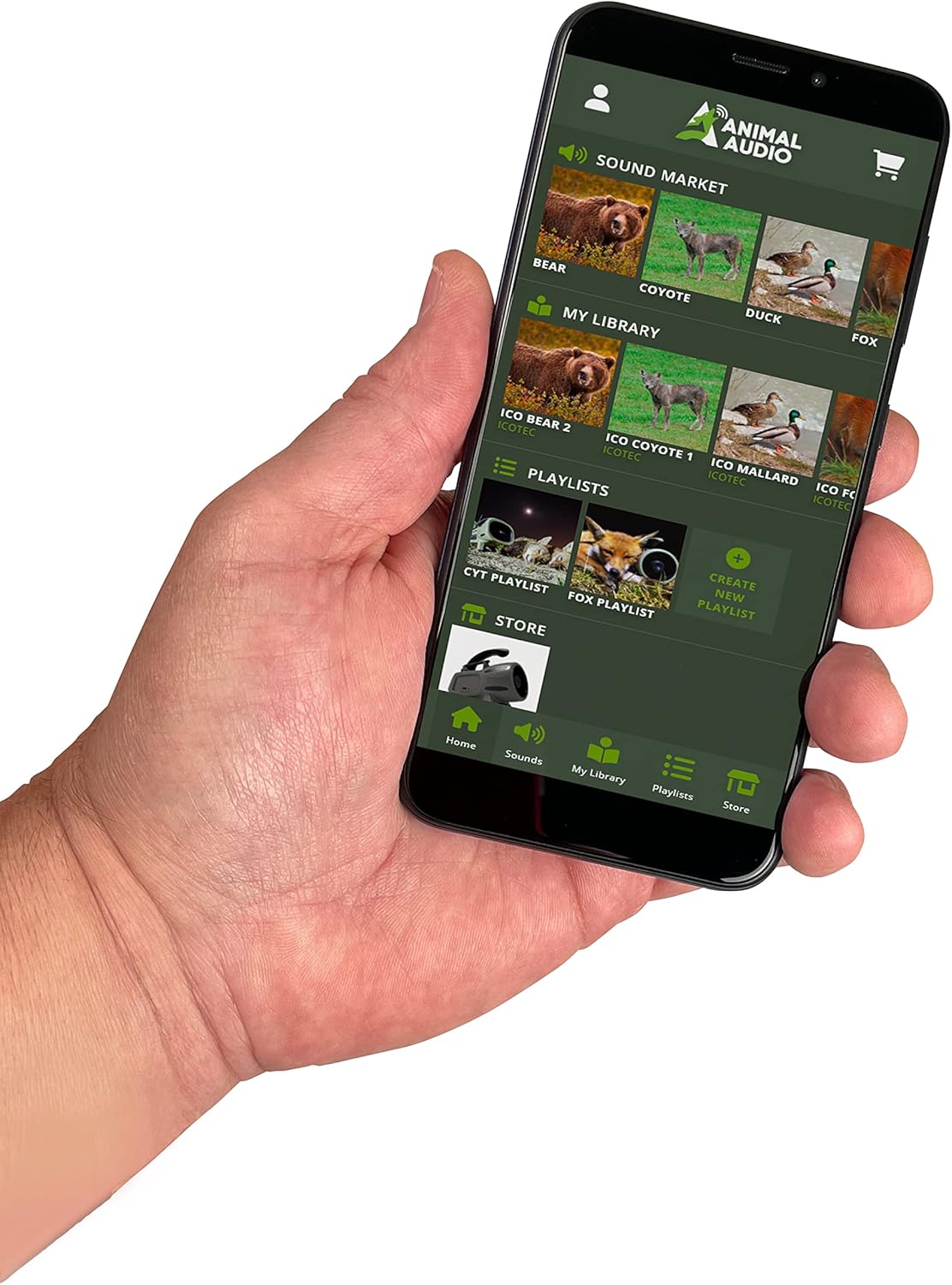 Icotec Renegade+ Programmable Predator Call with Bluetooth - 30 Professional Sounds - 300 Yard Remote Range - Play 2 Sounds Simultaneously