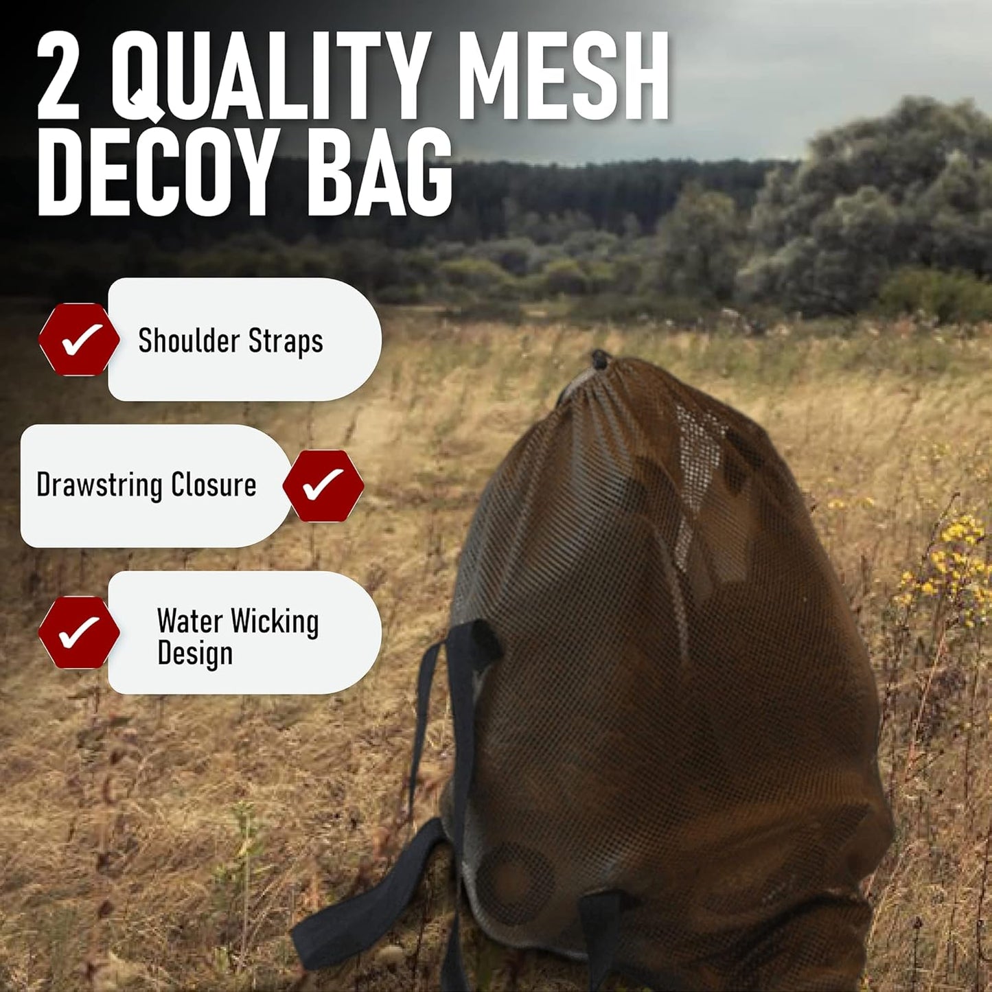 DecoyPro Mesh Decoy Bags - Hunting Equipment to Protect Turkey, Goose & Duck Decoys - 2 Decoy Bag Bundle - Fits Up to 2 Dozen Decoys