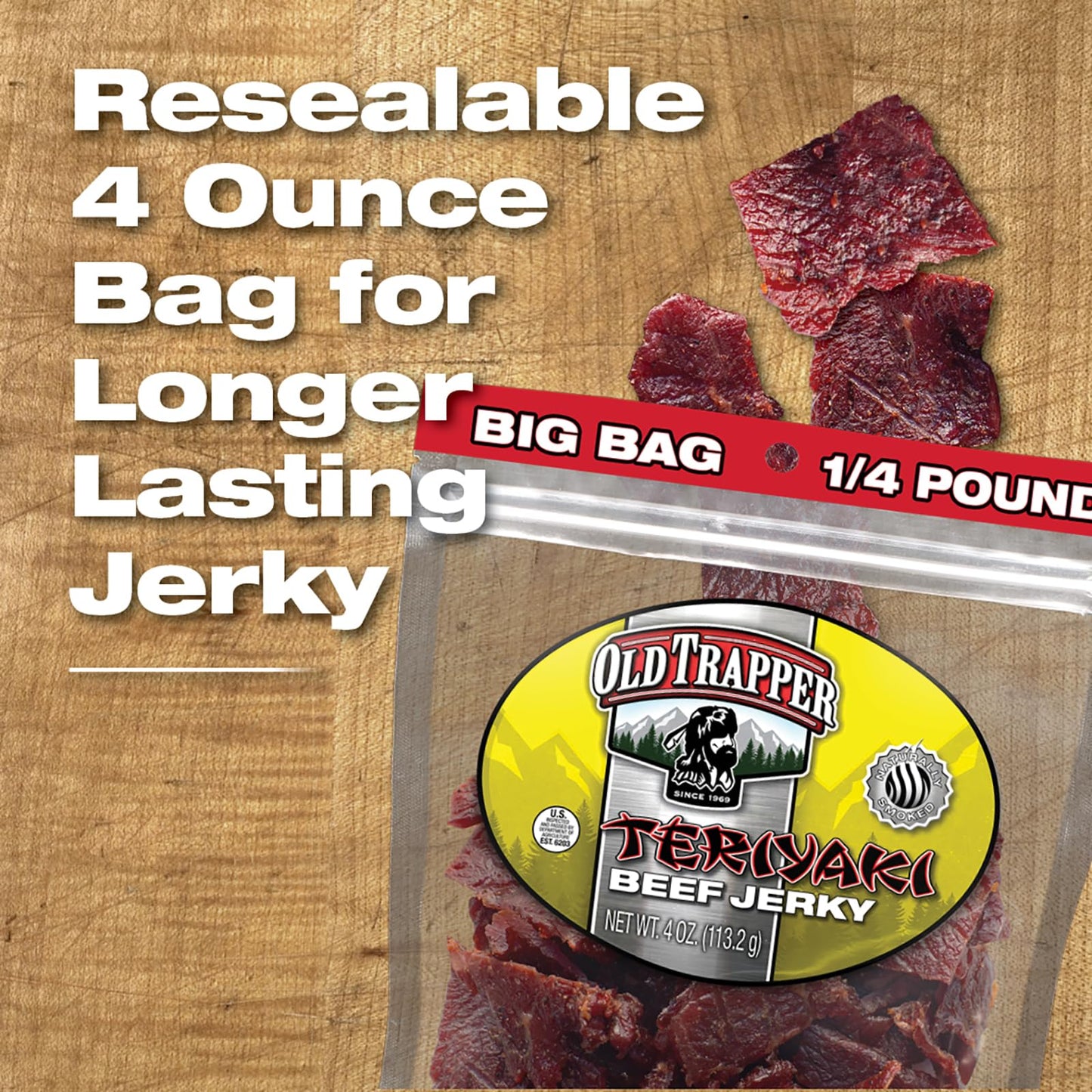 Old Trapper Beef Jerky, Old-Fashioned 10-Ounce Bag, Tender Meat Snacks for Lunches or Between Meals, 11 Grams of Protein, Zero Grams of Fat, and 70 Calories per Ounce (Pack of One)
