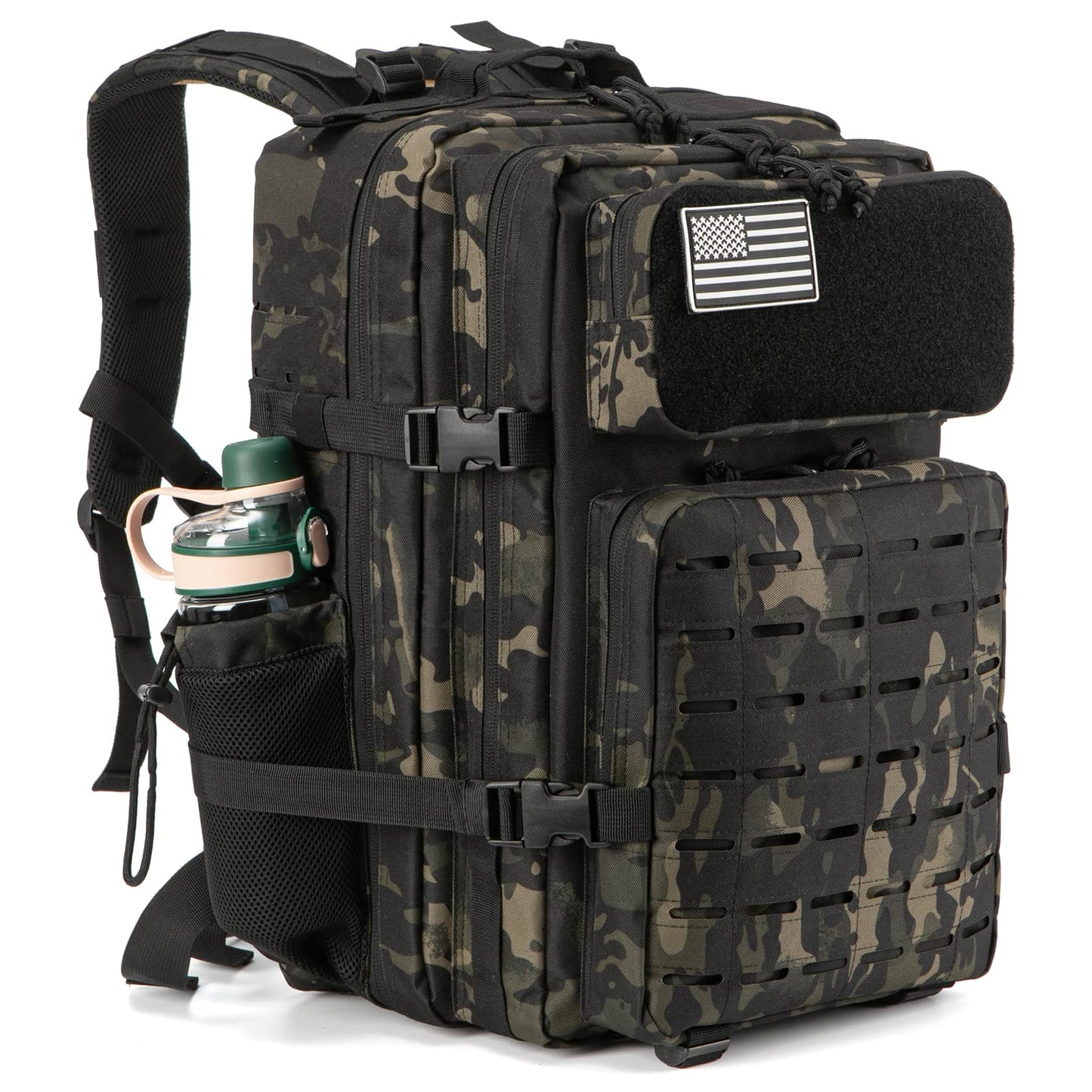 QT&QY 25L/35L/45L Military Tactical Backpack For Men Molle Daypack 3 Day Bug Out Bag Hiking Rucksack With Bottle Holder