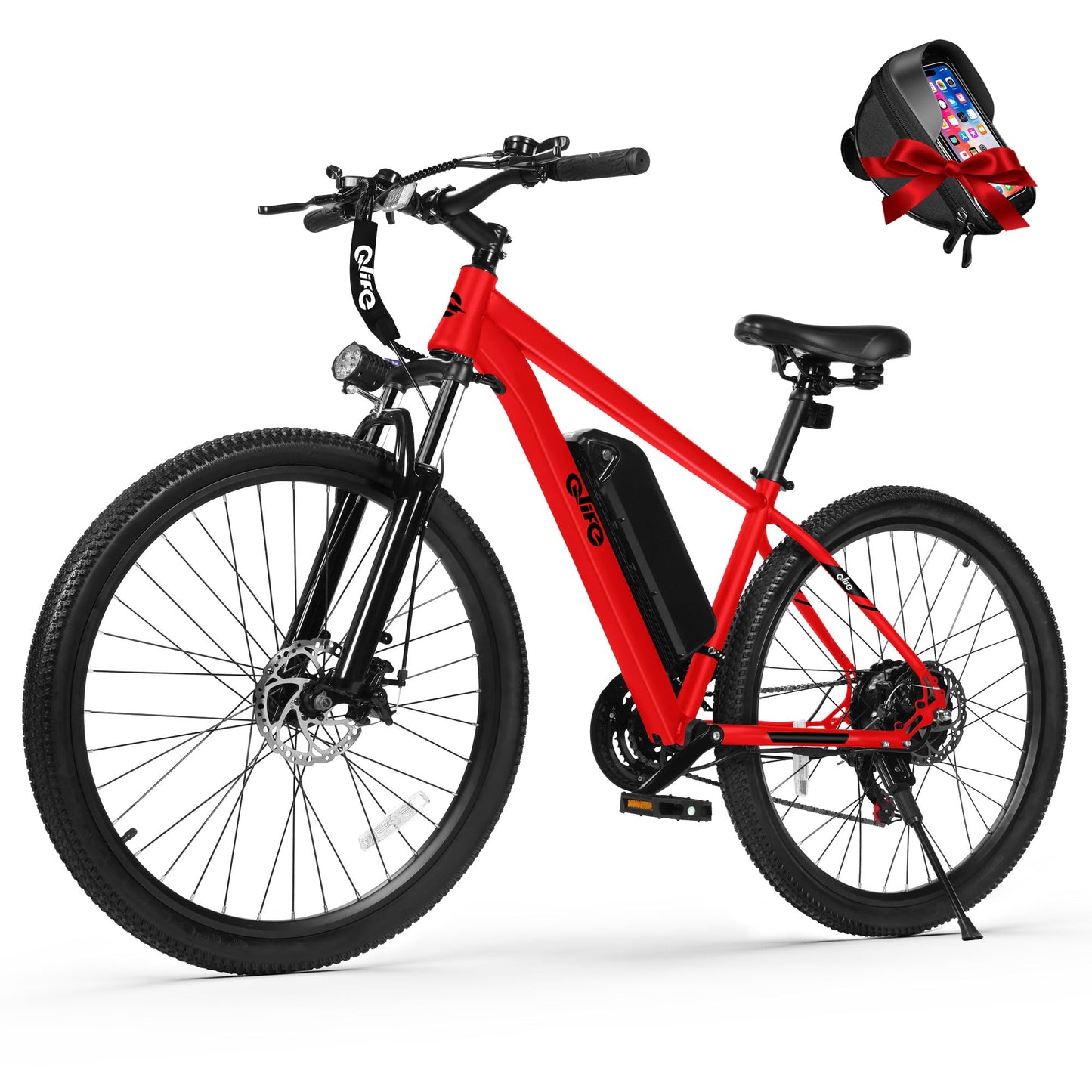 Racer Electric Bike for Adults - 21-Speed Mountain Lightweight Ebike with Peak 750W 22MPH Brushless Motor, 375Wh Removable Battery, 26X2.1 Tire Step Over E-MTB, Up to 40 Miles