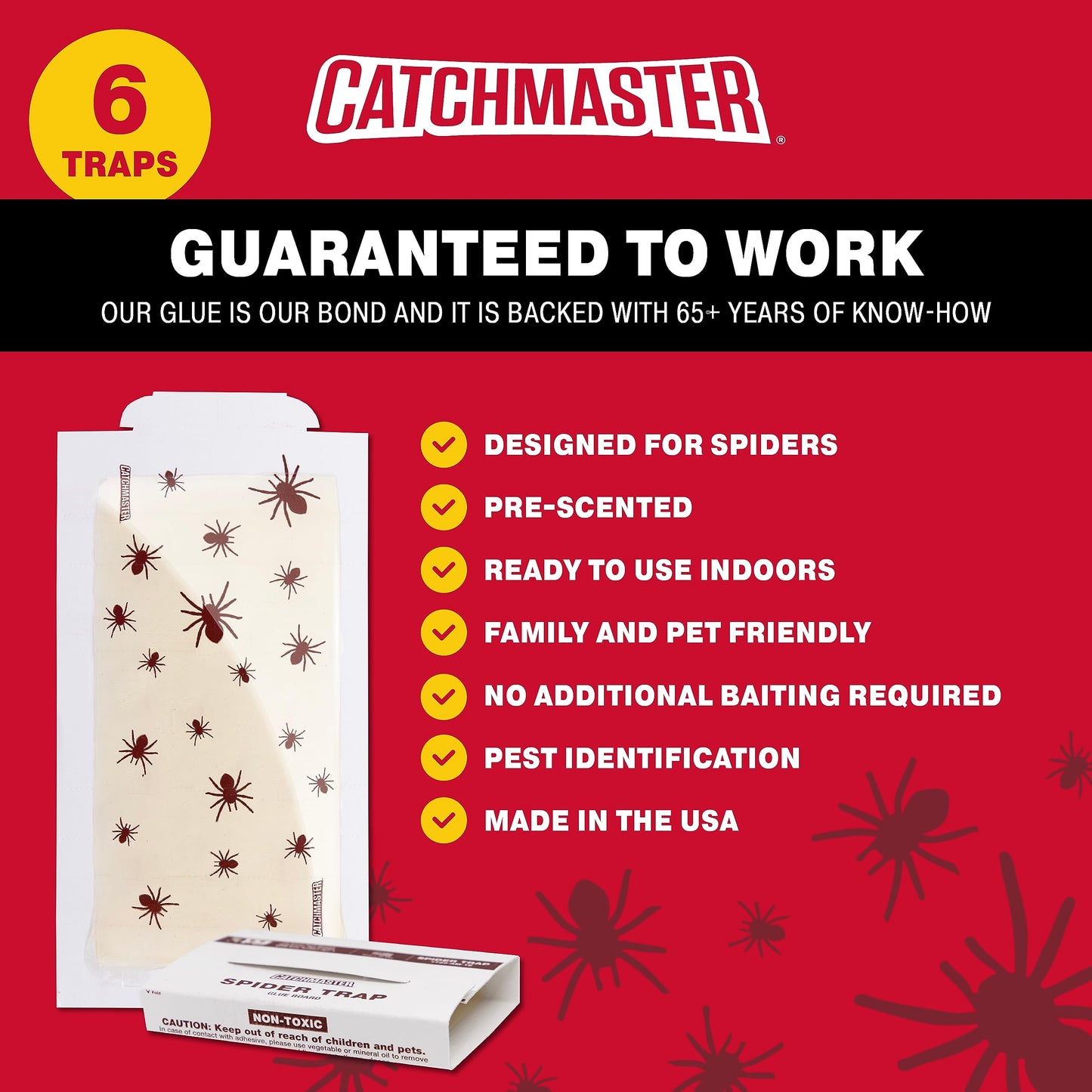 Catchmaster Centipede XL Giant Glue Boards 6-PK, Adhesive Bug Catcher, Cricket, Roach, Scorpion & Spider Traps for Home, Centipede Killer, Insect Glue Traps for House & Garage, Pet Safe Pest Control