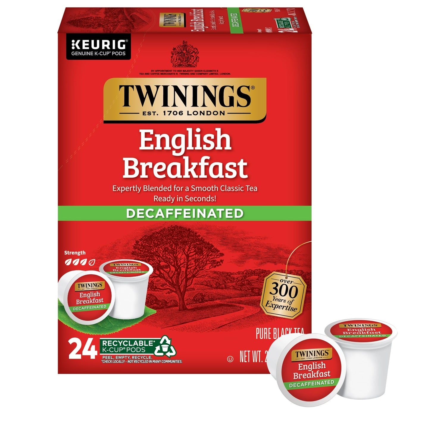 Twinings English Breakfast Black Tea K-Cup Pods for Keurig, 24 Count (Pack of 1), Smooth, Flavourful, Robust, Caffeinated, Enjoy Hot or Iced