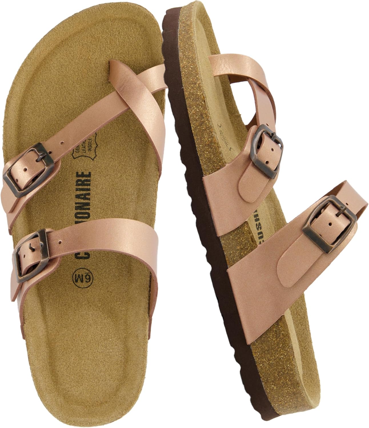 CUSHIONAIRE Women's Luna Cork Footbed Sandal With +Comfort