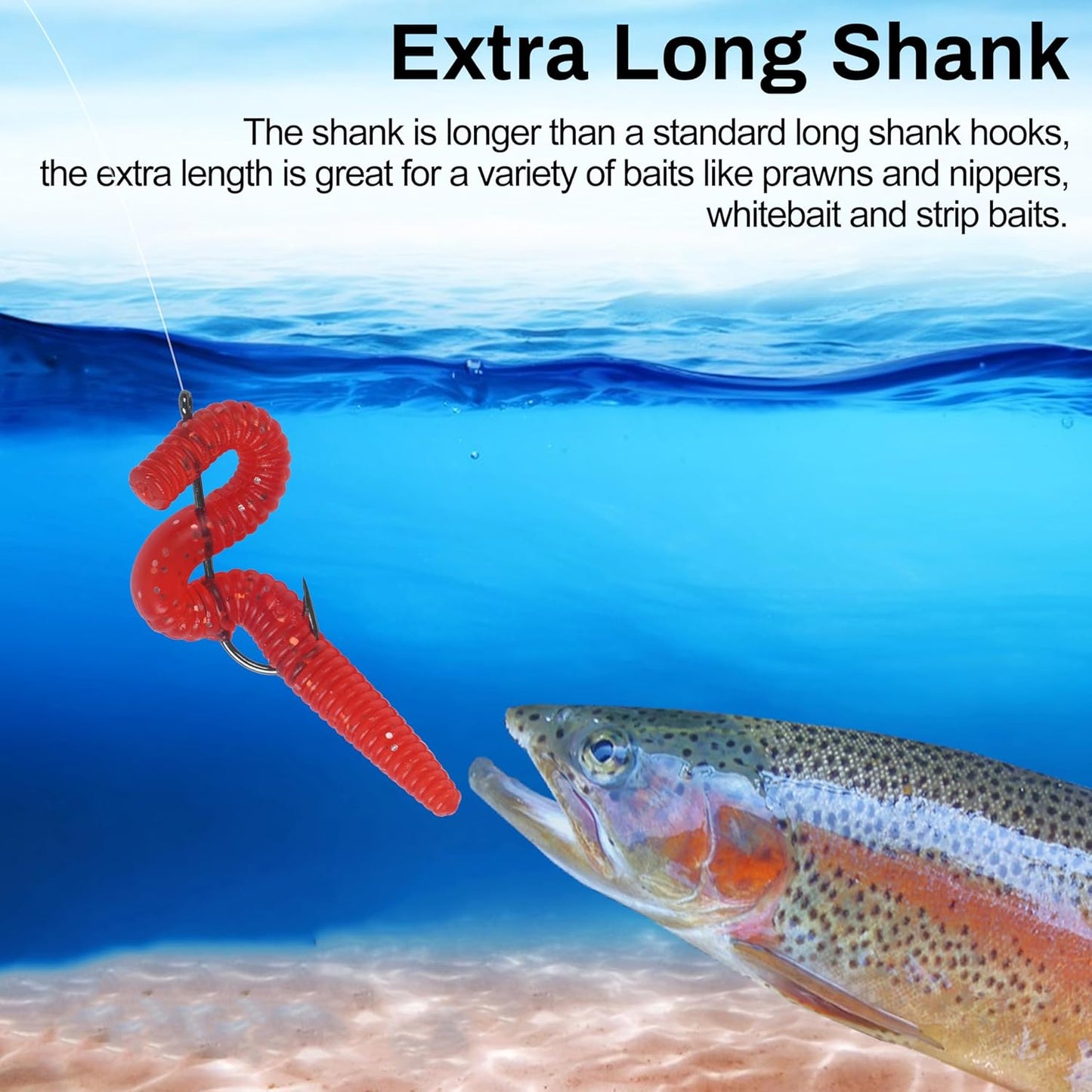 Crappie Hooks Aberdeen Fishing Hooks Kit Long Shank Light Wire Offset High Carbon Steel Fishing Tackle for Sunfish Bass Crappie Walleye Trout Panfish Freshwater 150pcs/Box