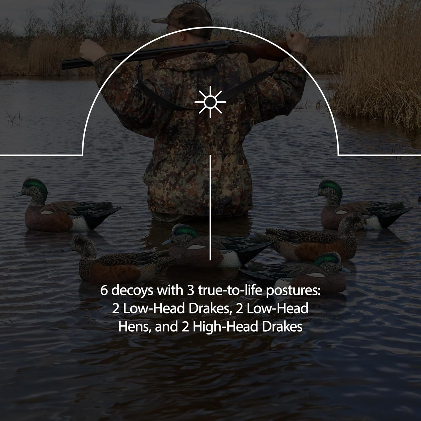 Avian X Topflight Wigeons Decoys with Topflight Pintails and Gadwall Decoys, Realistic Floating Decoys, 6 Pack Each, Multicolor