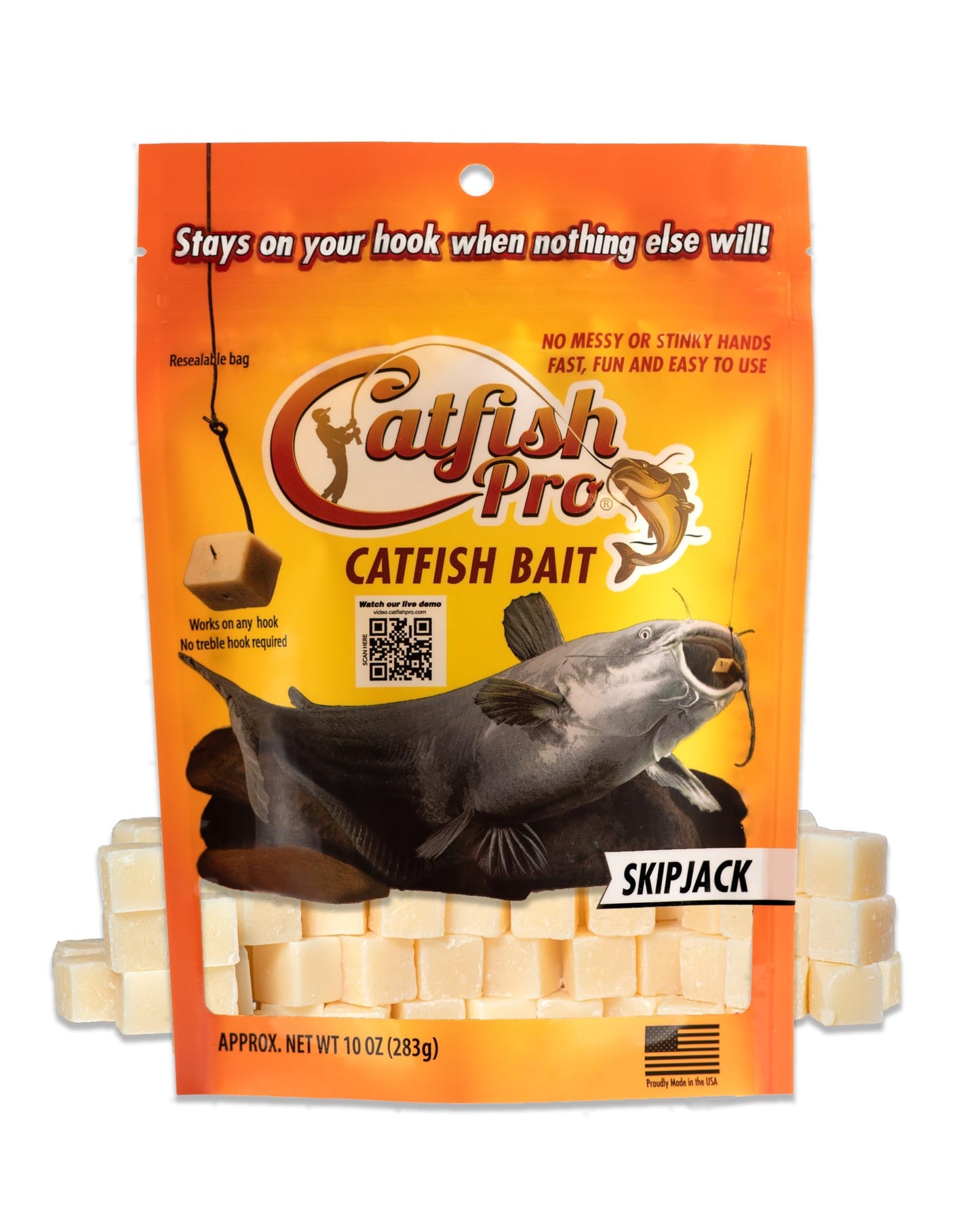Catfish Pro Catfish Bait - 10oz Bag with 80pcs | Irresistible Scent for Catfish | Mess-Free, Stays On Your Hook When Nothing Else Will | Great for Rod, Reel, Trotline, Jugs & Yoyos Fishing