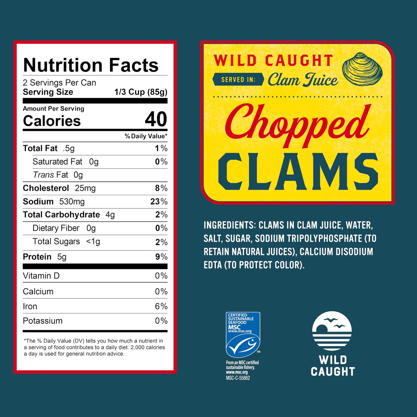Snow's Ocean Chopped Clams Canned, 51 oz Can - 7g Protein per Serving - Gluten Free, No MSG, 99% Fat Free - Great for Pasta & Seafood Recipes