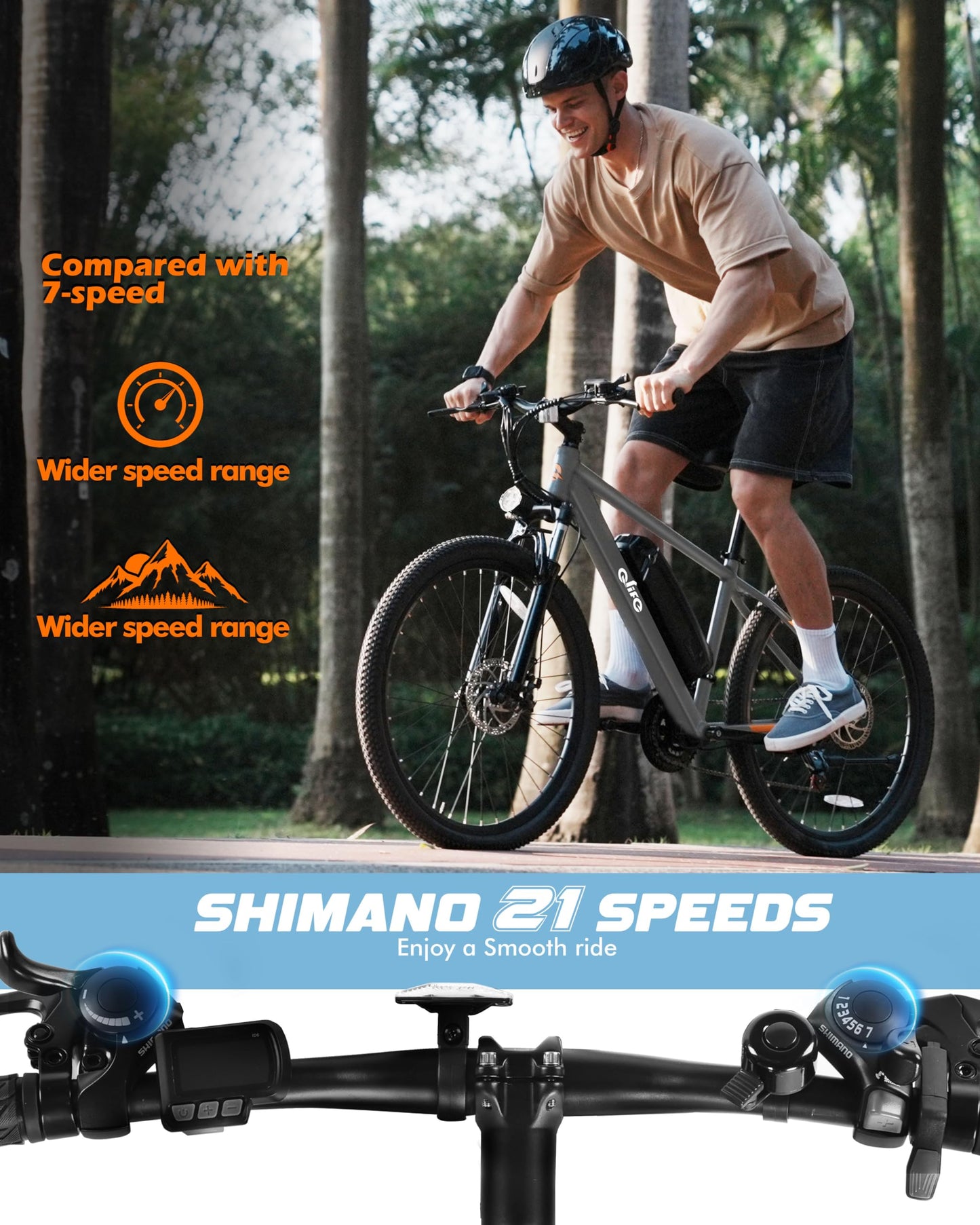 Racer Electric Bike for Adults - 21-Speed Mountain Lightweight Ebike with Peak 750W 22MPH Brushless Motor, 375Wh Removable Battery, 26X2.1 Tire Step Over E-MTB, Up to 40 Miles