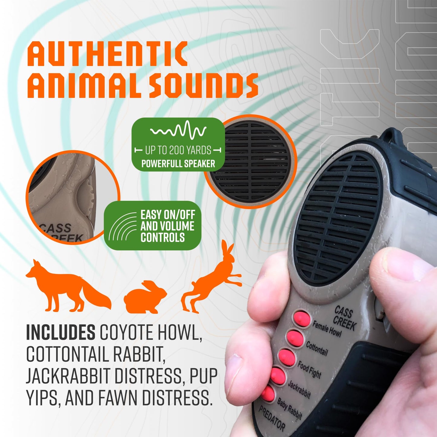 Cass Creek Ergo Call, Handheld Electronic Hunting Call, Compact Design, 5 Authentic Calls in 1, Expert Calls for Everyone
