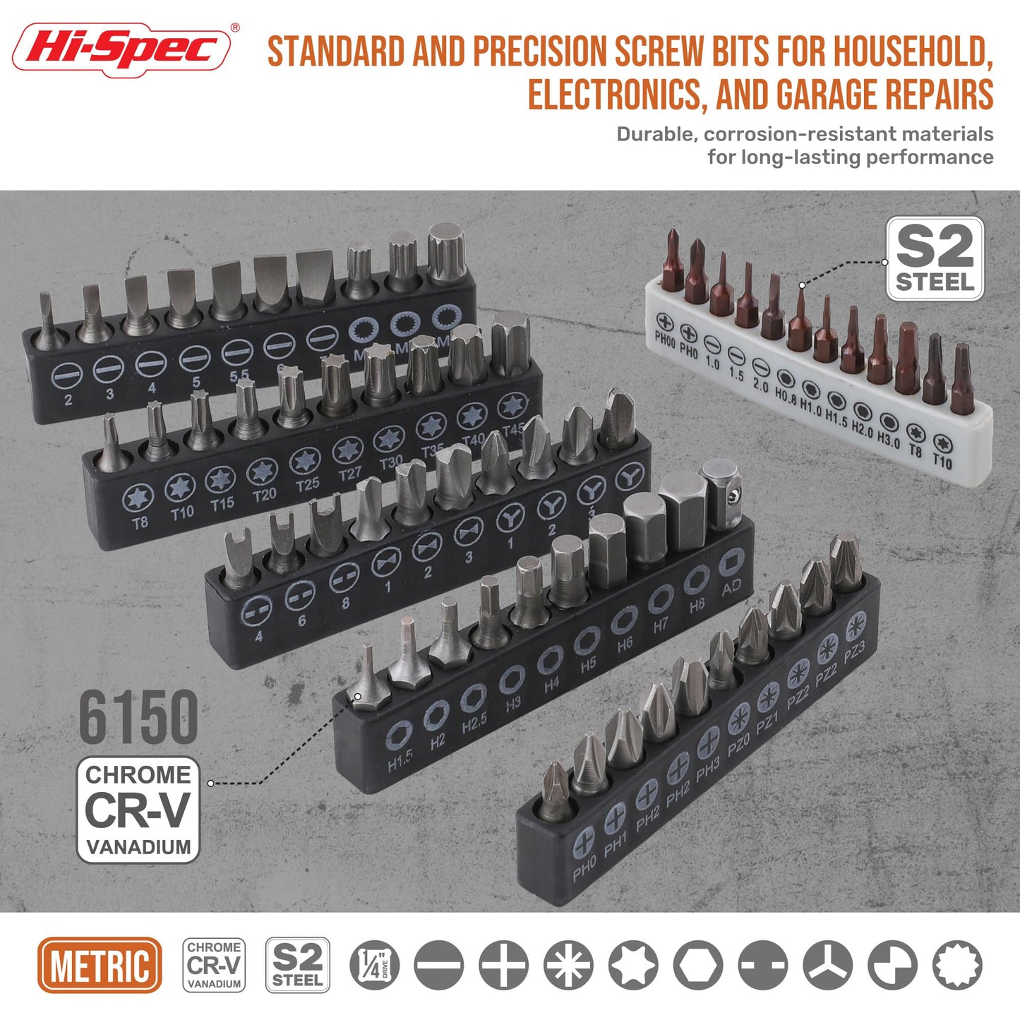 Hi-Spec 101pc Multi Bits Screwdriver & Ratcheting Handle Tool Set Kit. Complete 1/4” Hex Screwdriving with Tamper Proof Security Driver Bits
