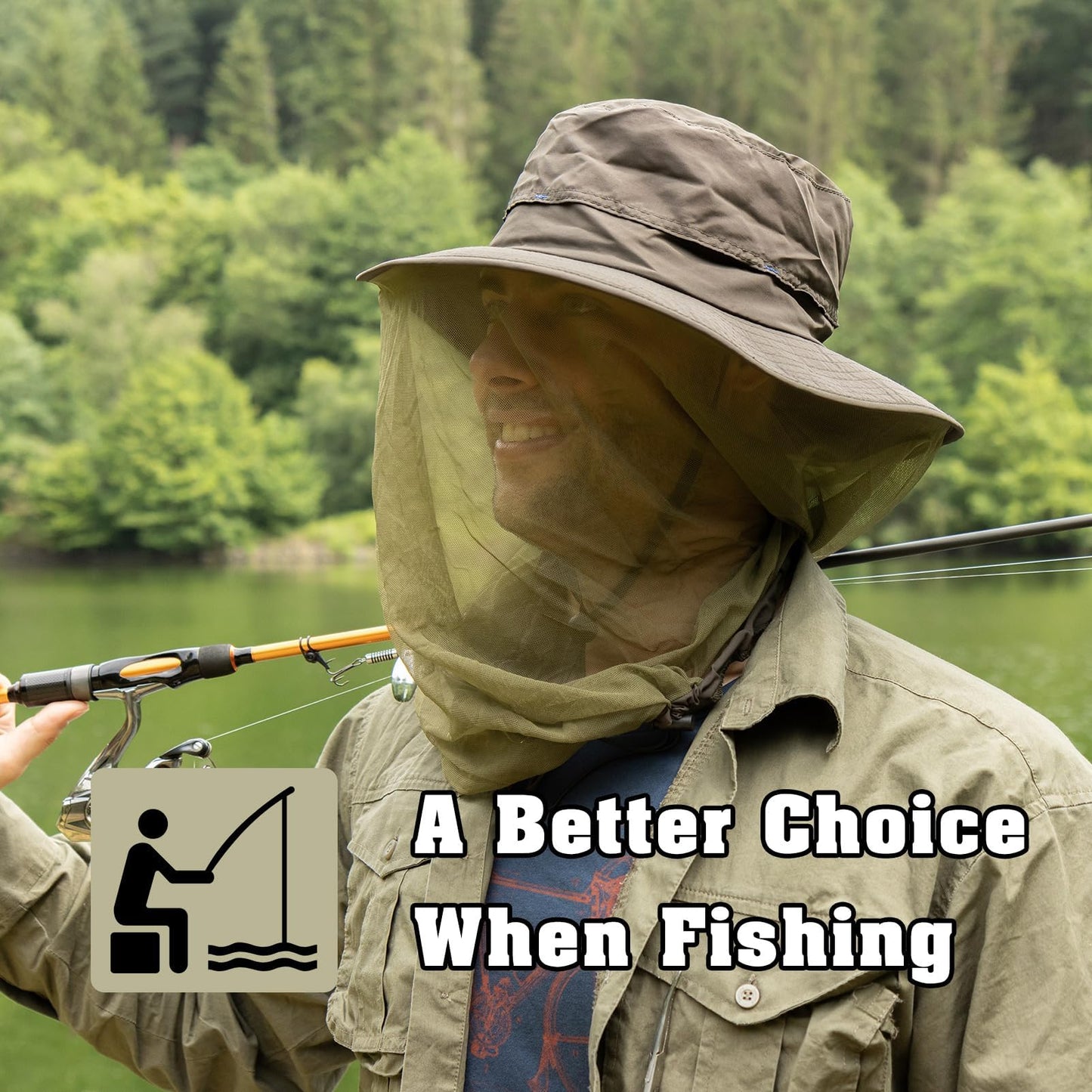 Comhats Net Nylon Mesh Veil Bucket Hats for Men Sun UV Protection Fishing/Gardening/Boating Outdoor
