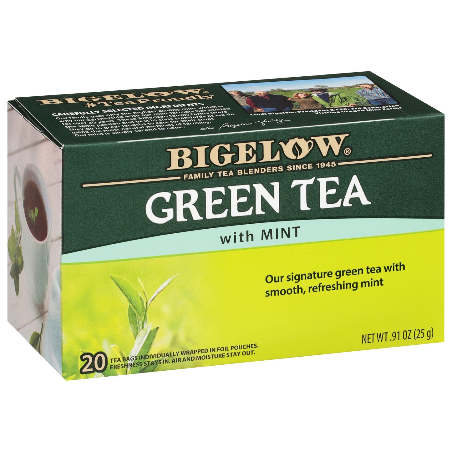 Bigelow Tea Green Tea Variety Pack, Classic Green Tea, Lemon, Pomegranate, Mint, Peach and Constant Comment Flavors, 20 Count Box (Pack of 6), 120 Total Tea Bags