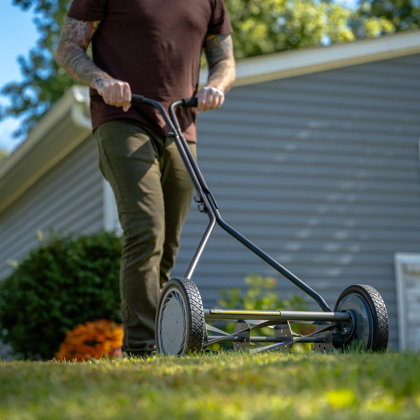 American Lawn Mower Company 1204-14 14-Inch 4-Blade Push Reel Lawn Mower, Red