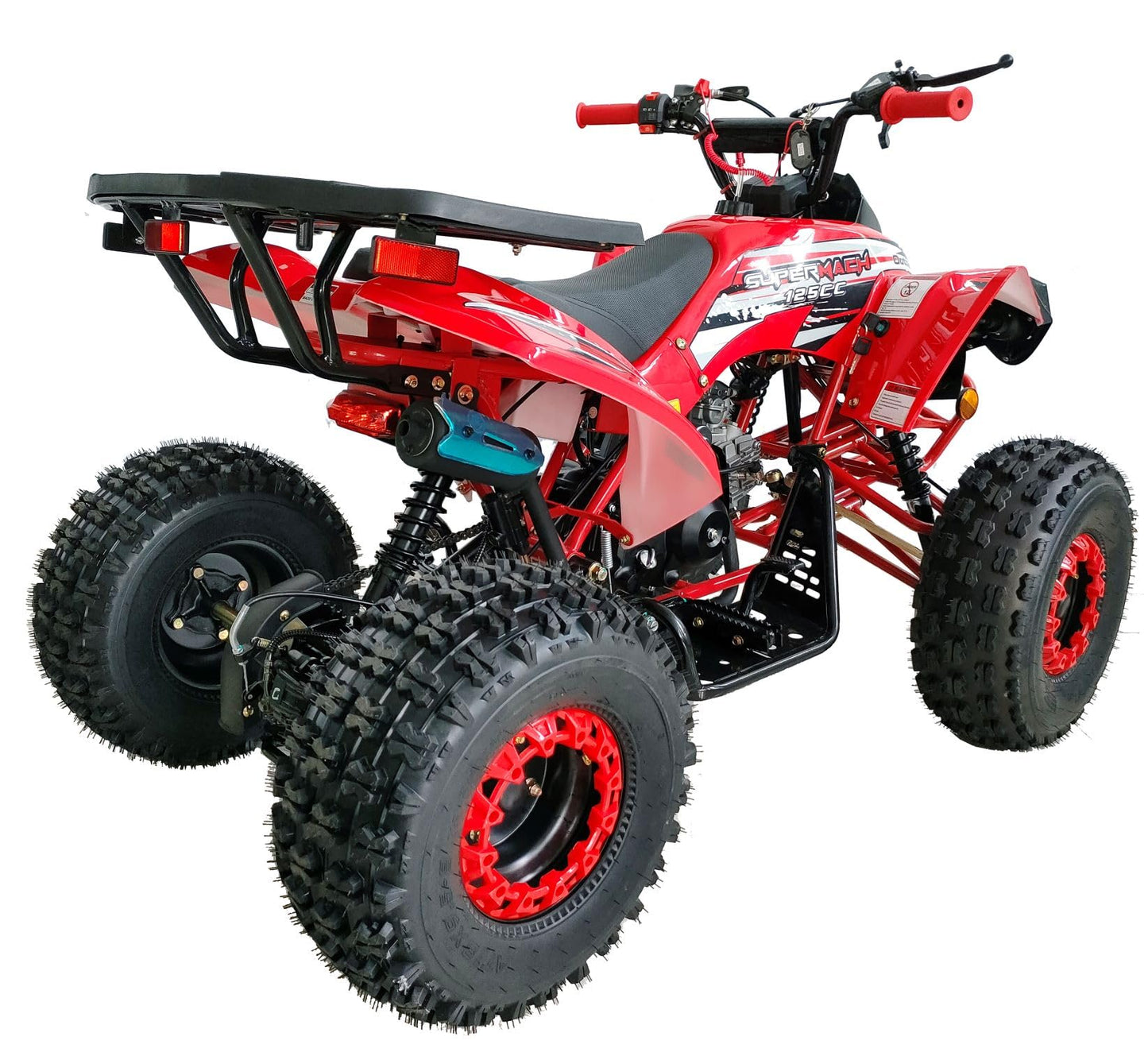 HHH ATV 125cc Vitacci ATV Quad Youth Utility Style ATV 125cc ATV Fully Automatic with Reverse Gas ATV 4 Wheeler ATVs Quads Big 19/18 inch Tires (Orange)