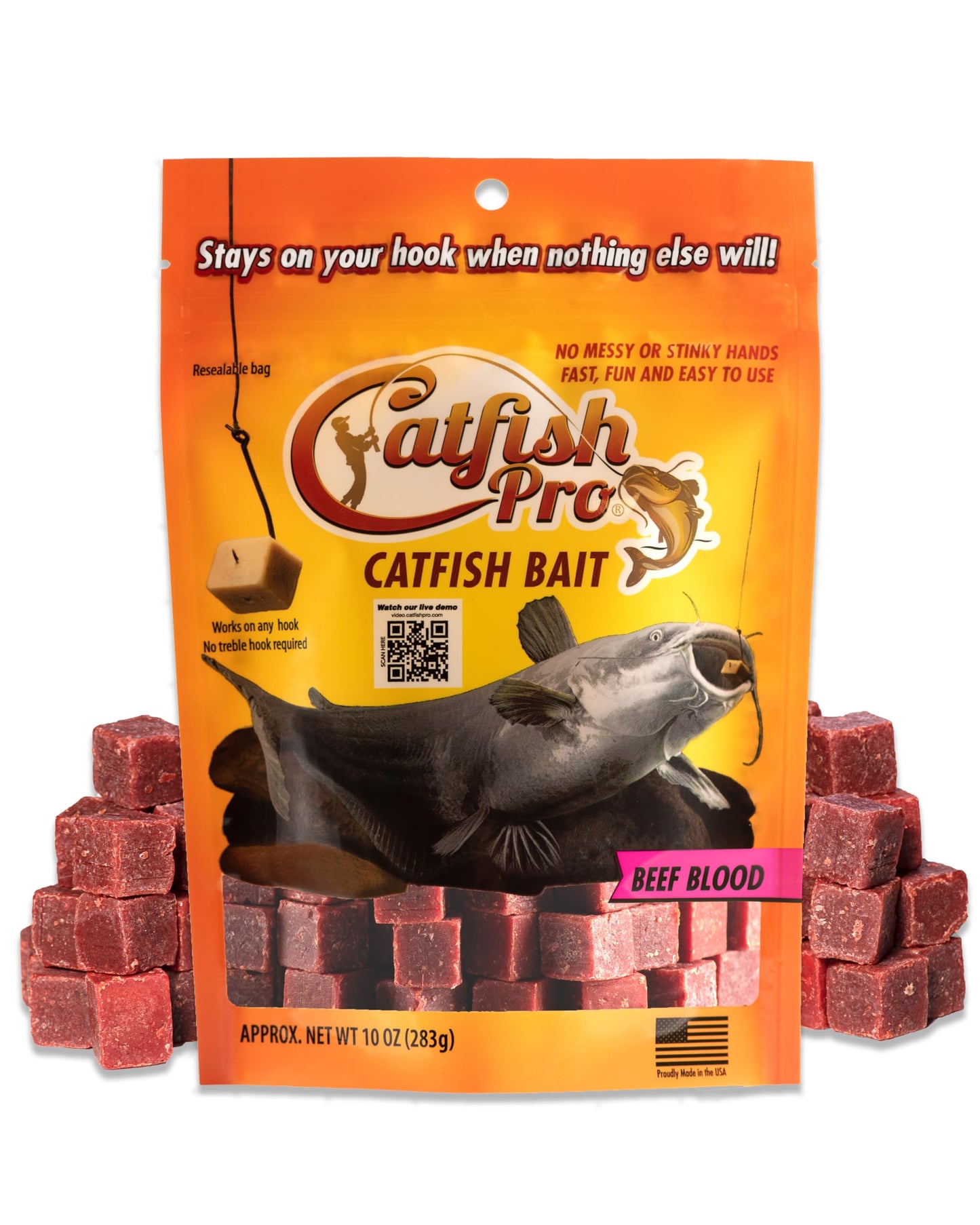 Catfish Pro Catfish Bait - 10oz Bag with 80pcs | Irresistible Scent for Catfish | Mess-Free, Stays On Your Hook When Nothing Else Will | Great for Rod, Reel, Trotline, Jugs & Yoyos Fishing