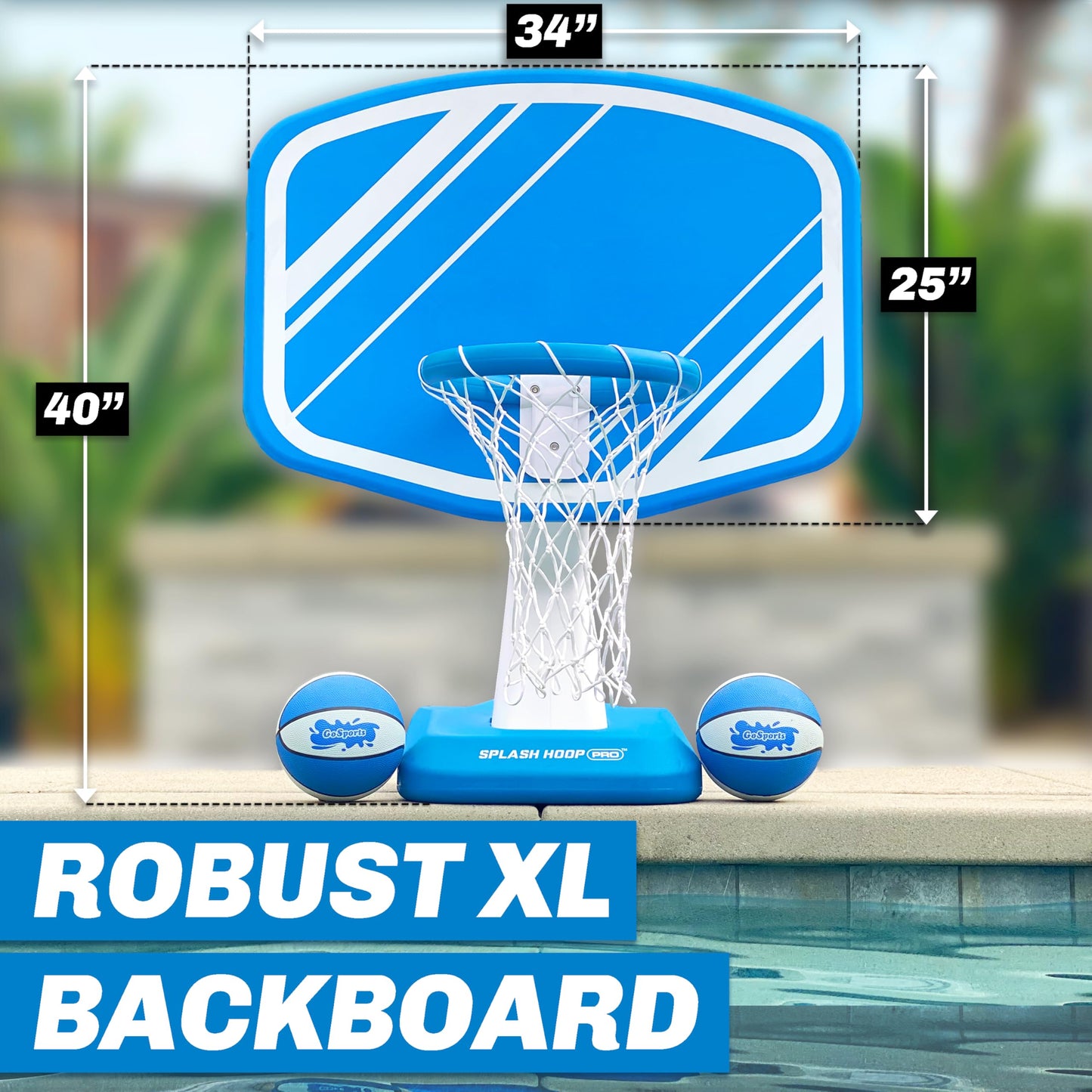 GoSports Splash Hoop Swimming Pool Basketball Game, Includes Poolside Water Basketball Hoop, 2 Balls and Pump – Choose Your Style