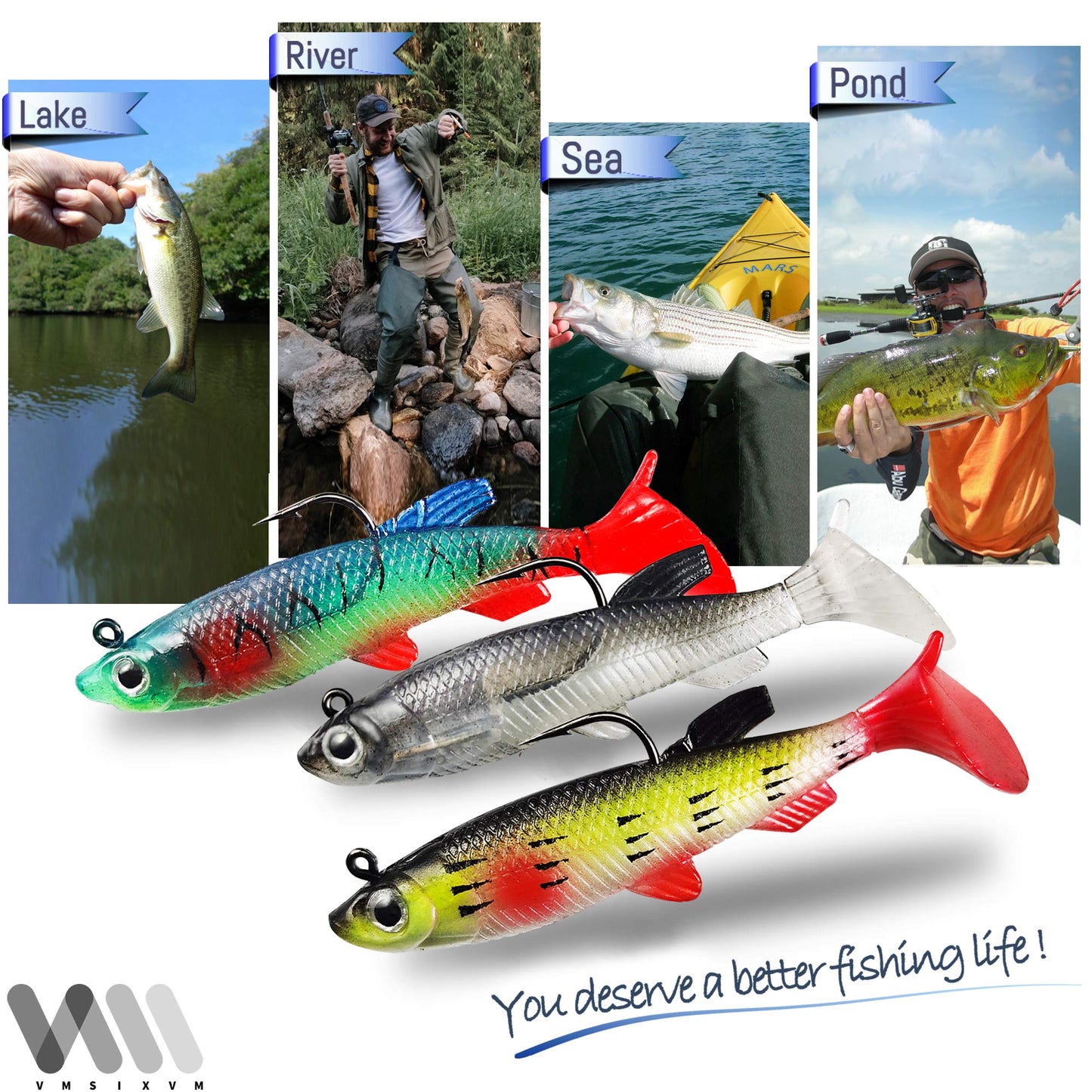 Soft Fishing Lures Shad Minnow Swimbaits, Pre-Rigged Jig Heads Paddle Tail Swim Baits for Bass, Trout, Walleye, Crappie, Sinking Jigs Bait for Saltwater Freshwater, Fishing Gifts for Men