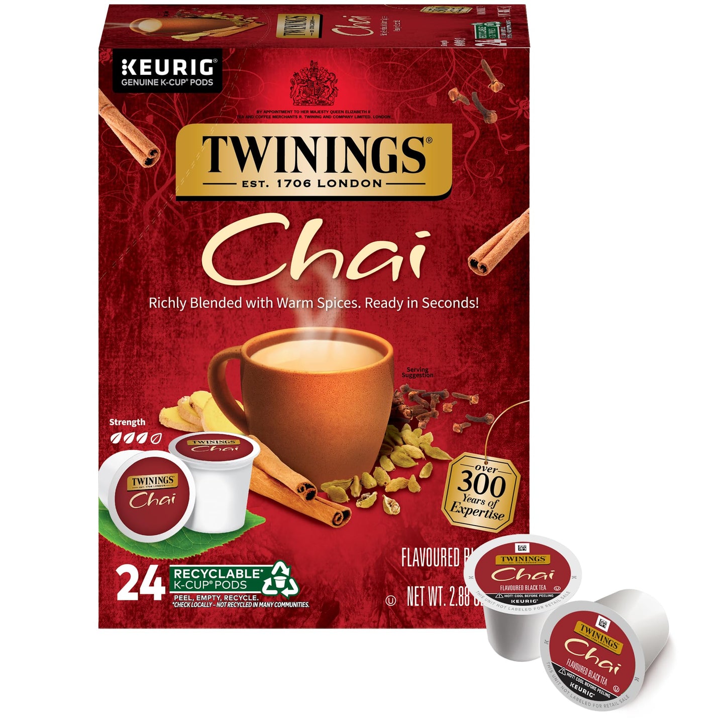 Twinings English Breakfast Black Tea K-Cup Pods for Keurig, 24 Count (Pack of 1), Smooth, Flavourful, Robust, Caffeinated, Enjoy Hot or Iced