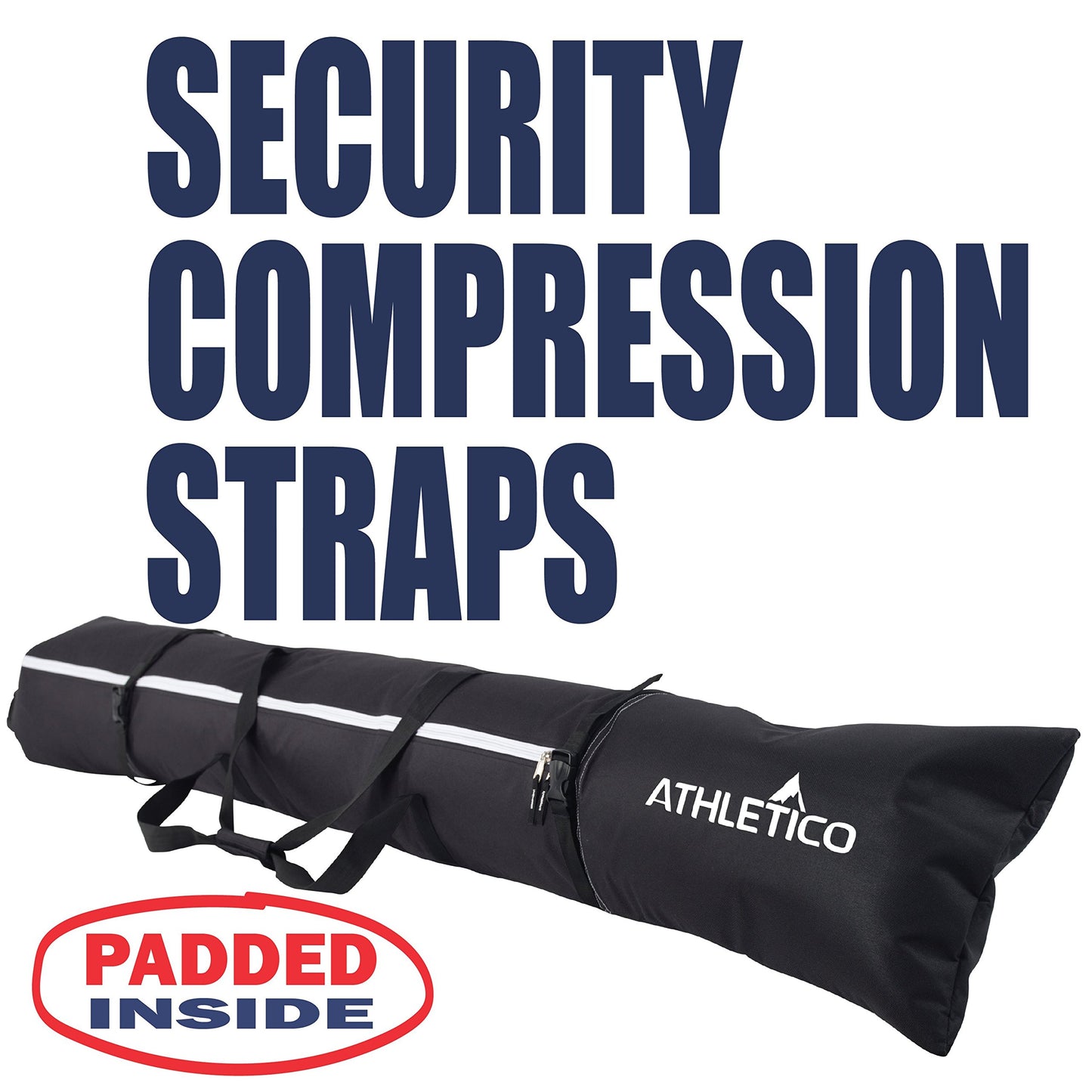 Athletico Padded Ski Bag Combo - Ski Bag & Separate Boot Bag - Store & Transport Skis Up to 200 CM and Boots Up To Size 13 - Padded to Protect All Your Ski Gear and Equipment for Travel (Black)