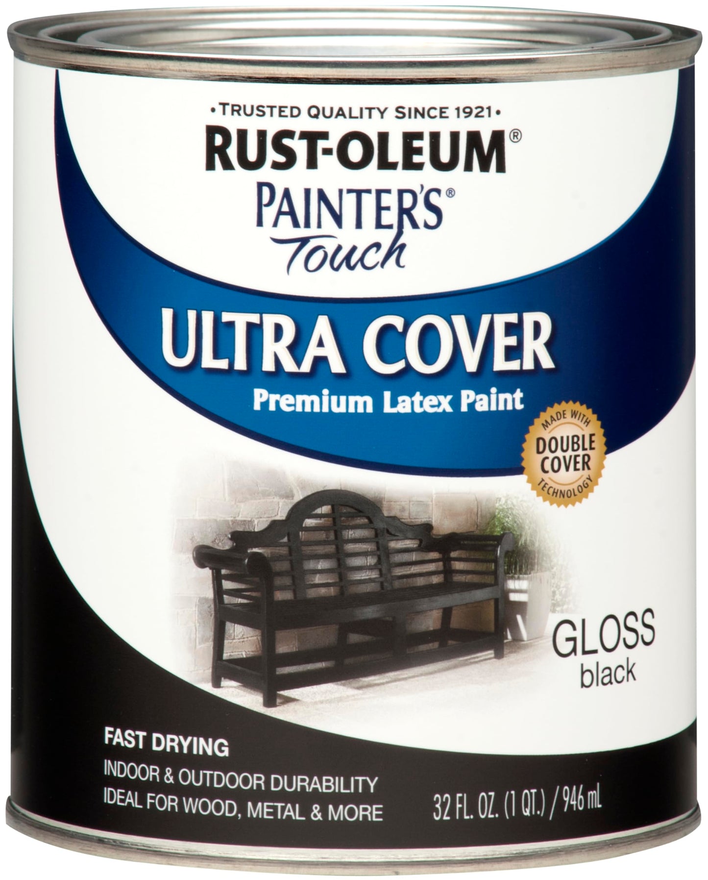 Rust-Oleum 1976502 Painter's Touch Latex Paint, Flat Black 32 Fl Oz, 1 Quarts, (Pack of 1)