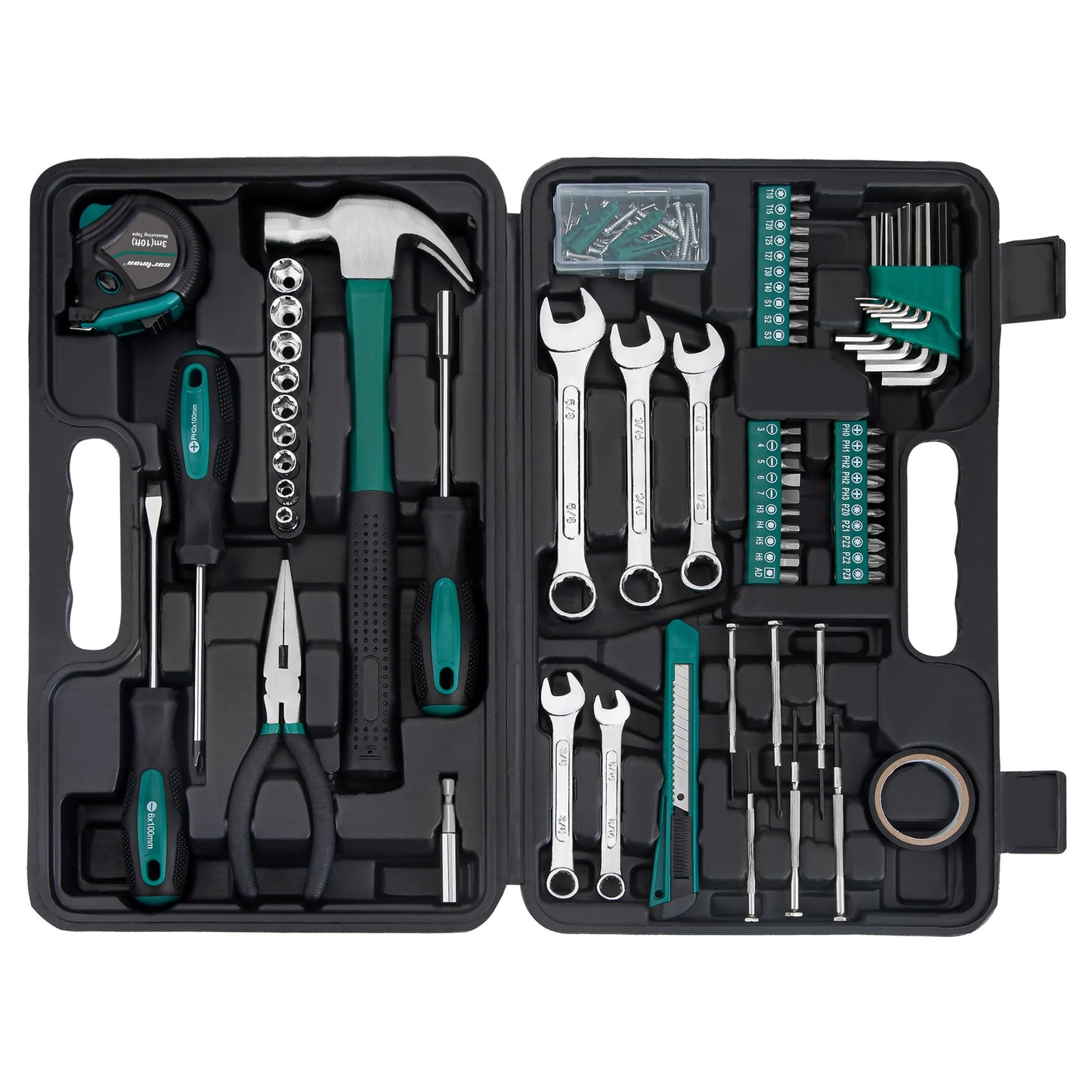 CARTMAN 148 Piece Automotive and Household Tool Set Perfect for Car Enthusiasts and DIY Home Repairs