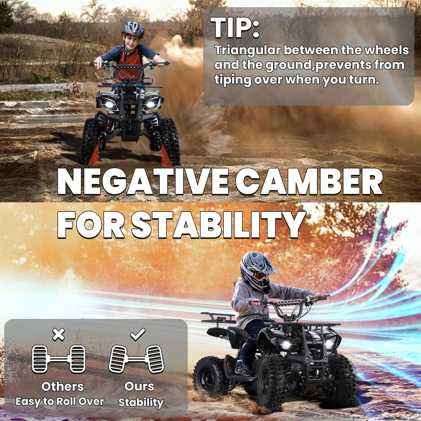 36V Electric ATV Dirt Quad Electric Four-Wheeled ATV with 500W Brushless Powerful Motor Off-Road Vehicle Electric Kids ATV Ride on ATV for Big Boys Girls Ages 5+, Black