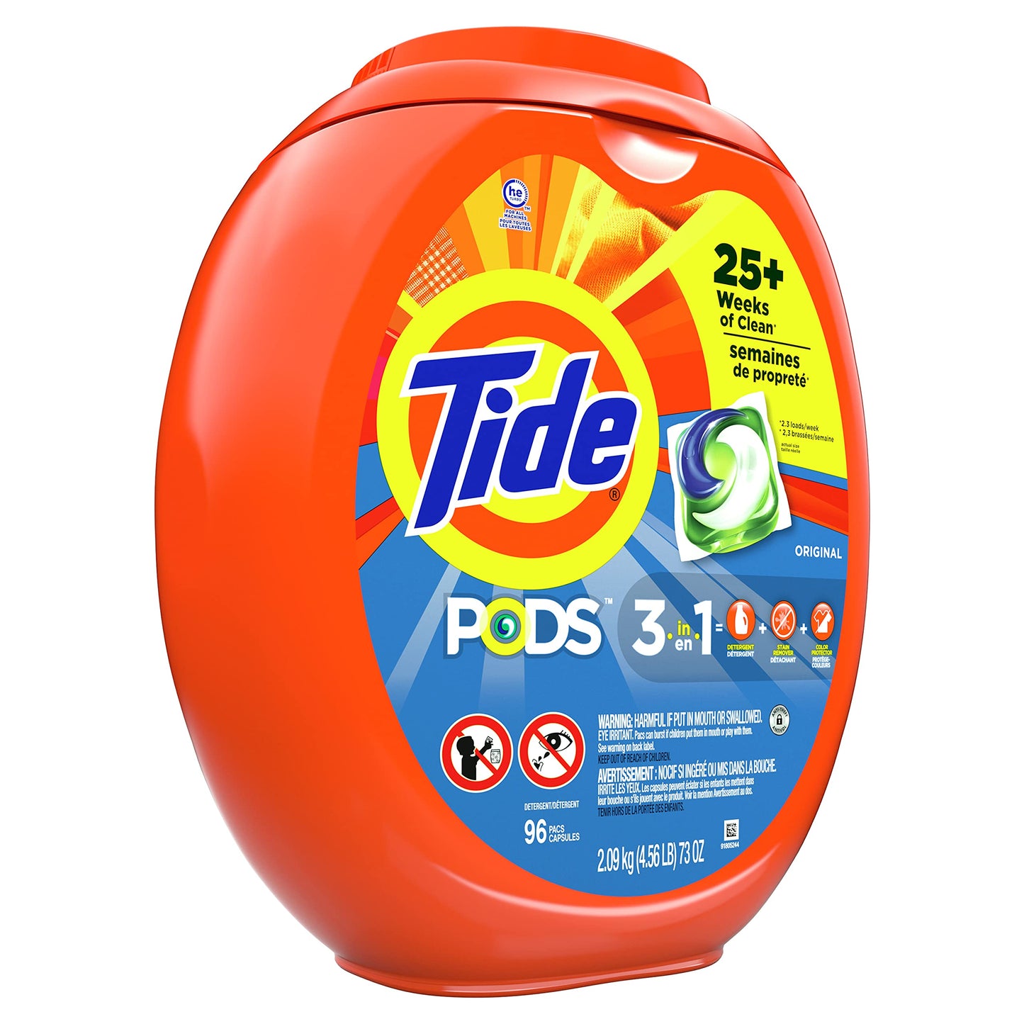 Tide PODS Laundry Detergent Pacs, 3-in-1 Stain Remover, Odor Fighter, Color Protector, 112 Count, HE compatible, Original Scent