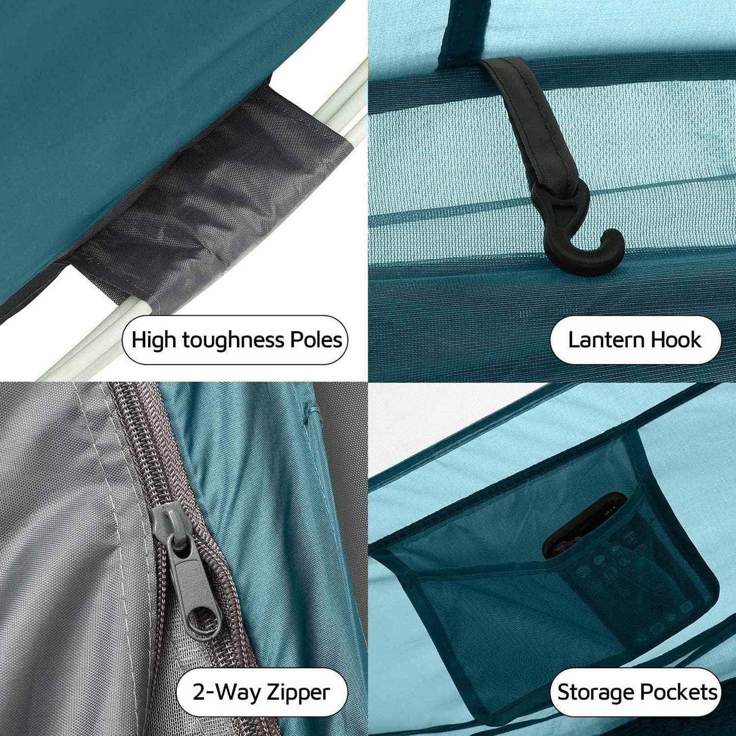 4 Person Easy Pop Up Tent,9.5’X6.6’X52'',Waterproof, Automatic Setup,2 Doors-Instant Family Tents for Camping, Hiking & Traveling