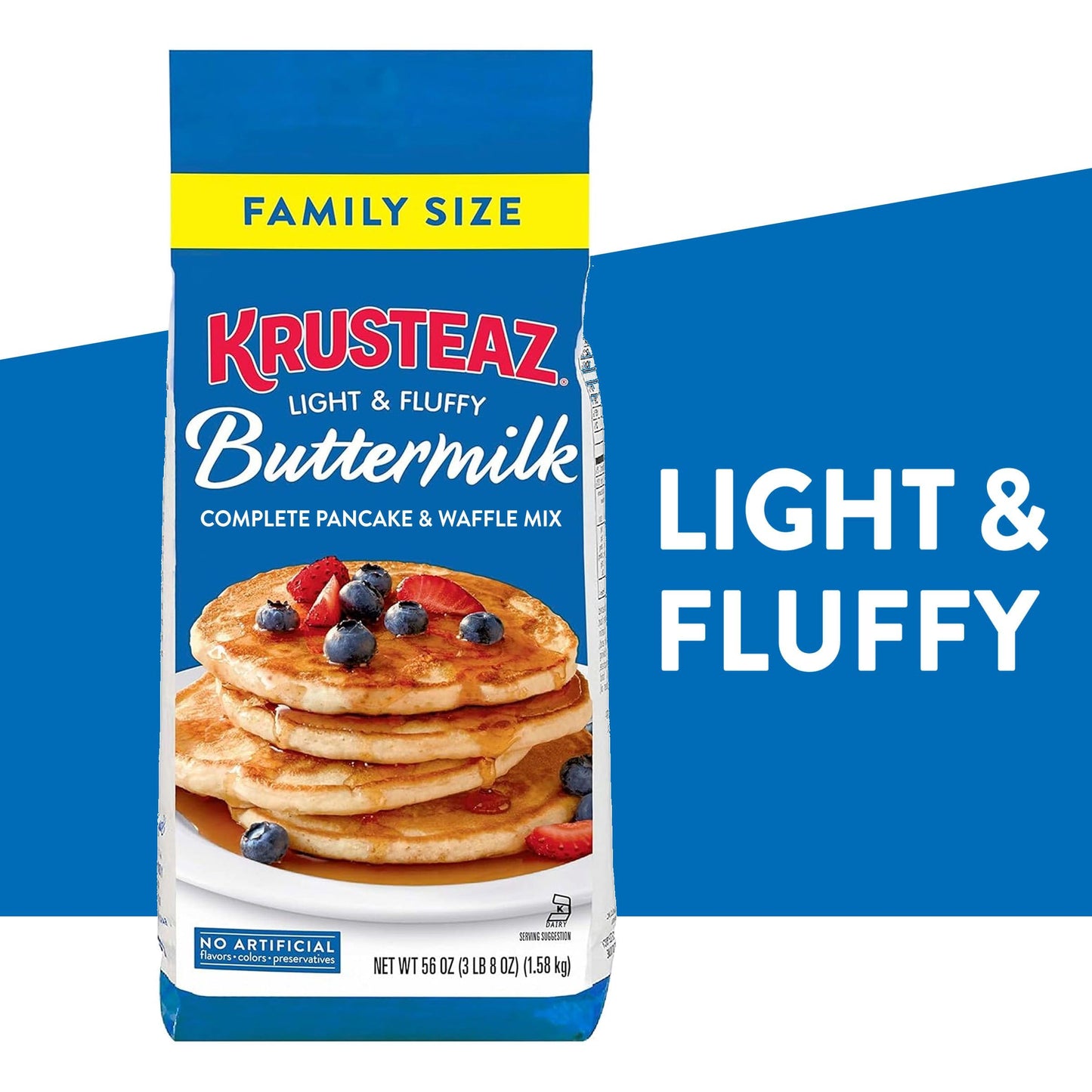 Krusteaz Complete Buttermilk Pancake and Waffle Mix, Light & Fluffy, 5 lb Bags (Pack of 6)