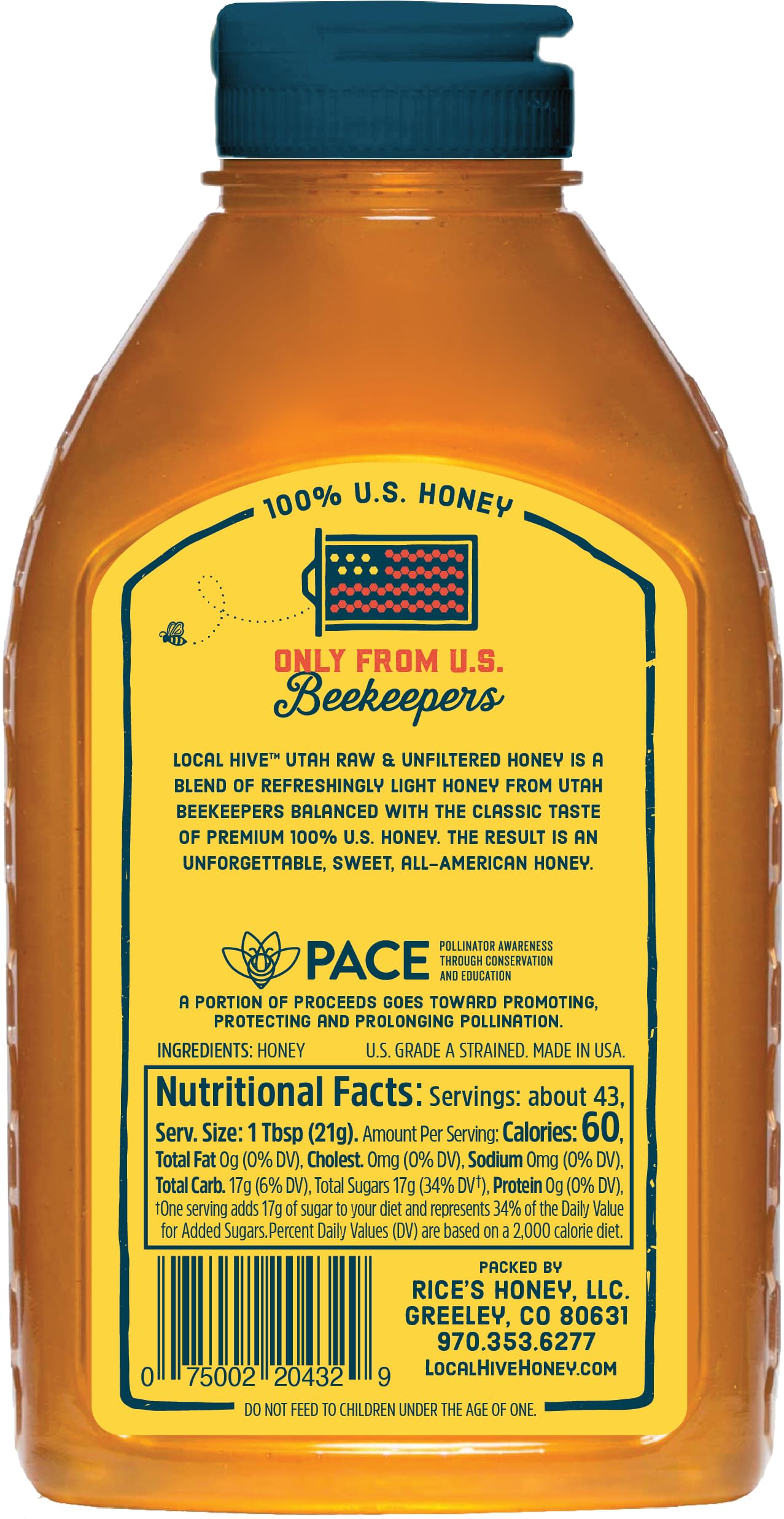 Local Hive Midwest Raw Unfiltered Honey – 16 oz, 100% Pure US Honey, Sourced from American Bees and Beekeepers - Natural Sweetener, Ideal for Tea, Baking, and Cooking