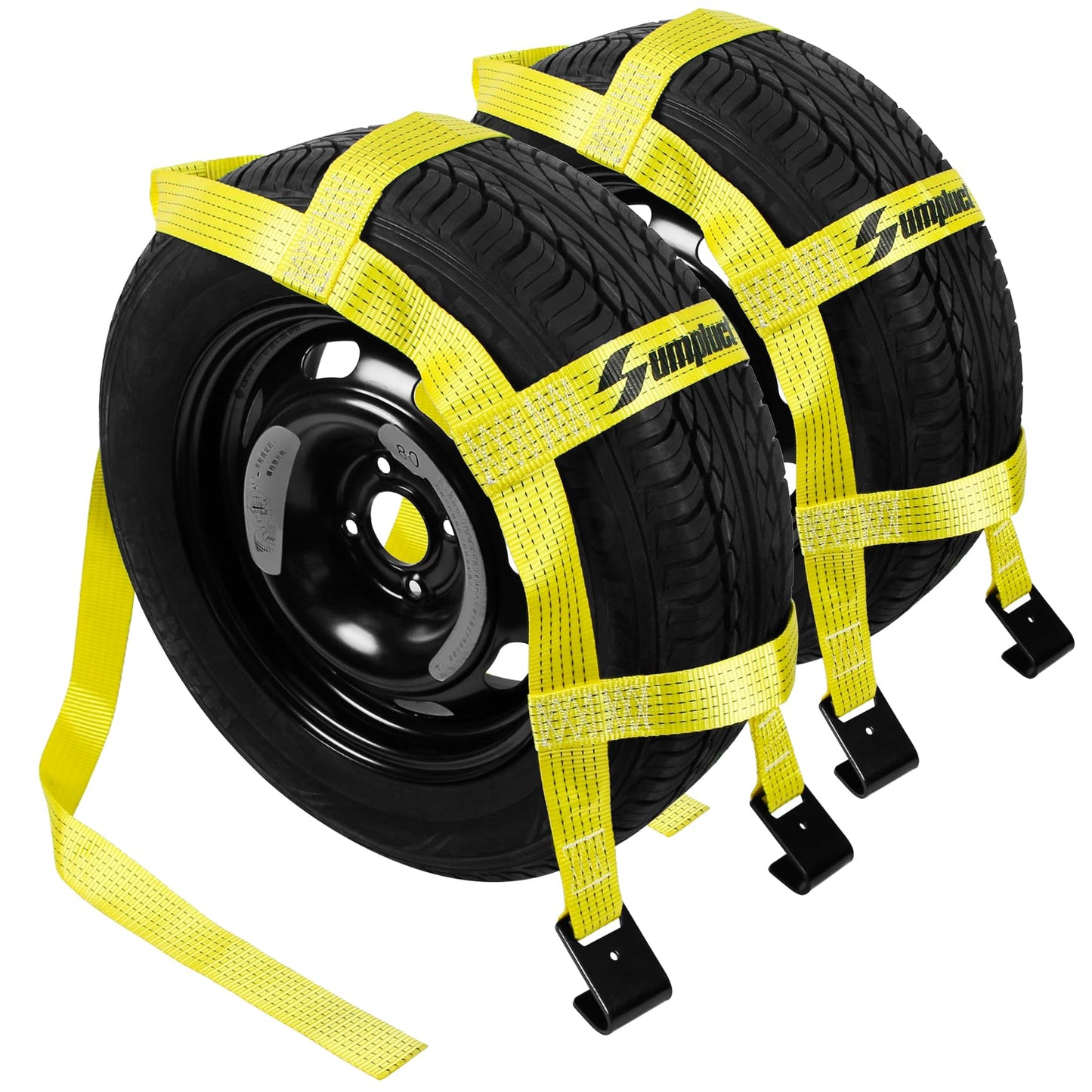 Tow Dolly Basket Straps with Flat Hook-2 Pack,Car Wheel Strap Tire Bonnet Net Fits 14"-19" Tires Auto Universal Vehicle Car Dolly Ropes Accessories