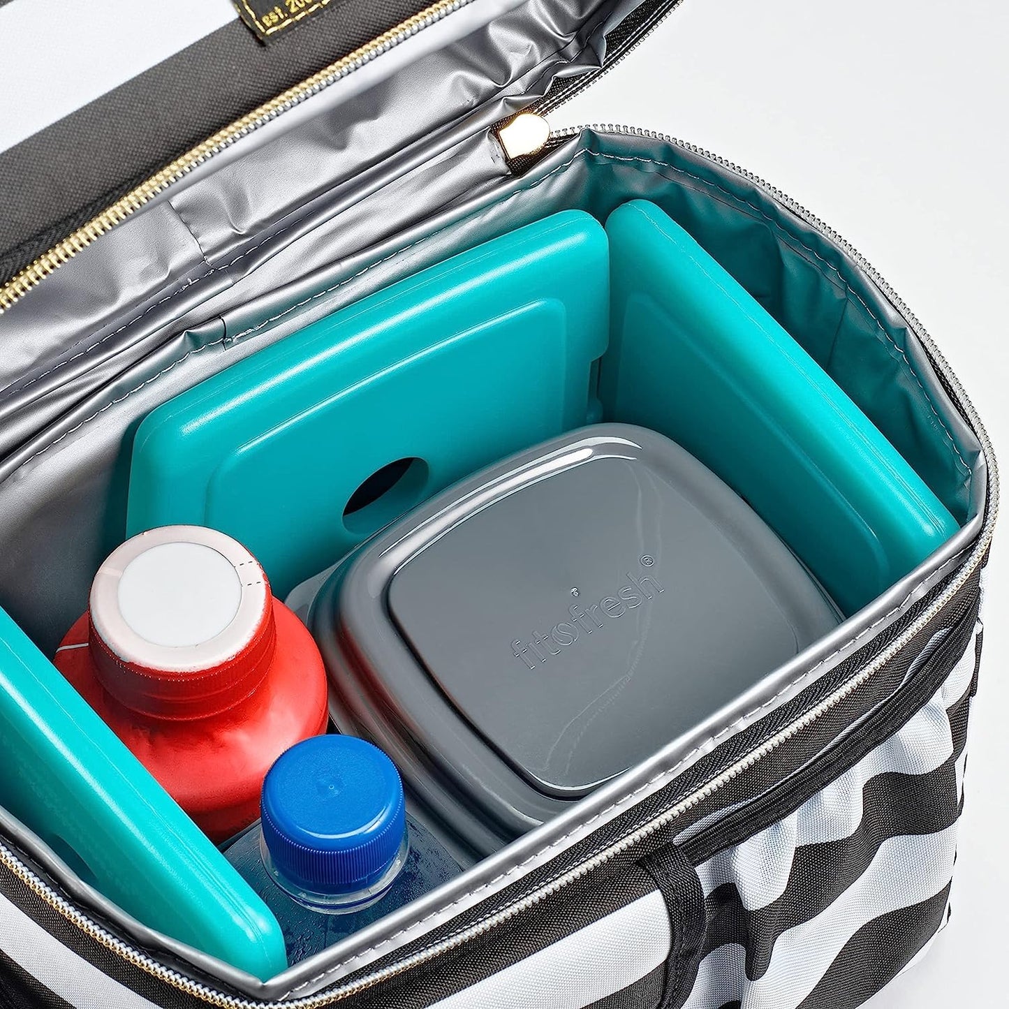Cool Coolers by Fit & Fresh 4 Pack Slim Ice Packs, Quick Freeze Space Saving Reusable Ice Packs for Lunch Boxes or Coolers, Multi Colored