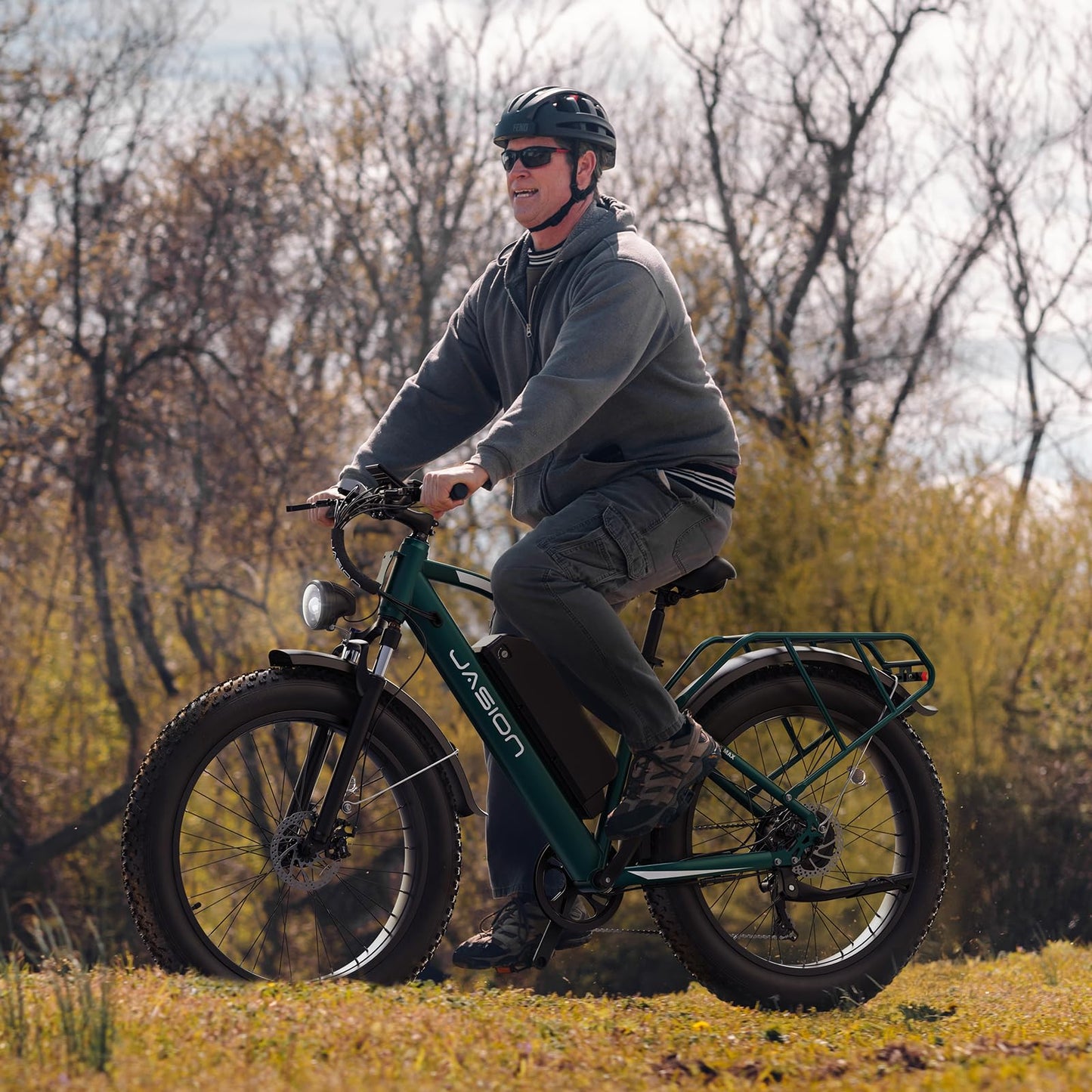 Jasion EB5 MAX Electric Bike for Adults with 1500W Peak Motor, 48V 15Ah (720Wh) Battery Electric Mountain Bike, 26'' x 4'' Fat Tire Ebike, 28+MPH Speed, Cruise Control, with Fenders, Rear Rack