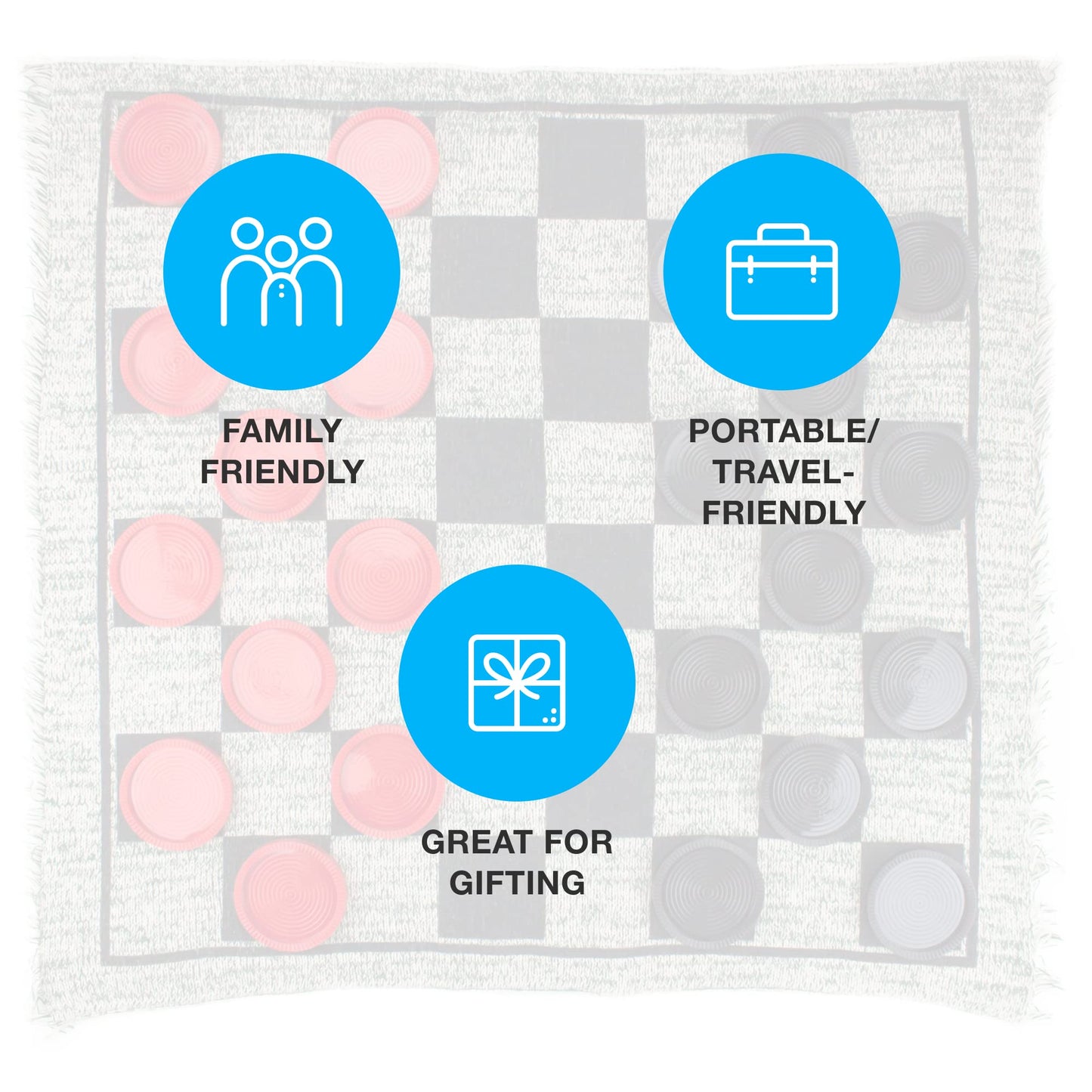 Brybelly Large Checkers Set - Giant Checkers Game for Indoor/Outdoor - Jumbo Classic Board Games for Friends and Family - 3-in-1 Checkers and Mega Tic Tac Toe