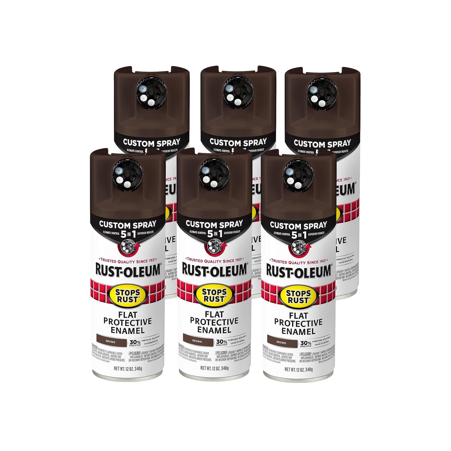 Rust-Oleum 376892 Stops Rust Custom Spray 5-in-1 Spray Paint, 12 oz, Gloss Leather Brown
