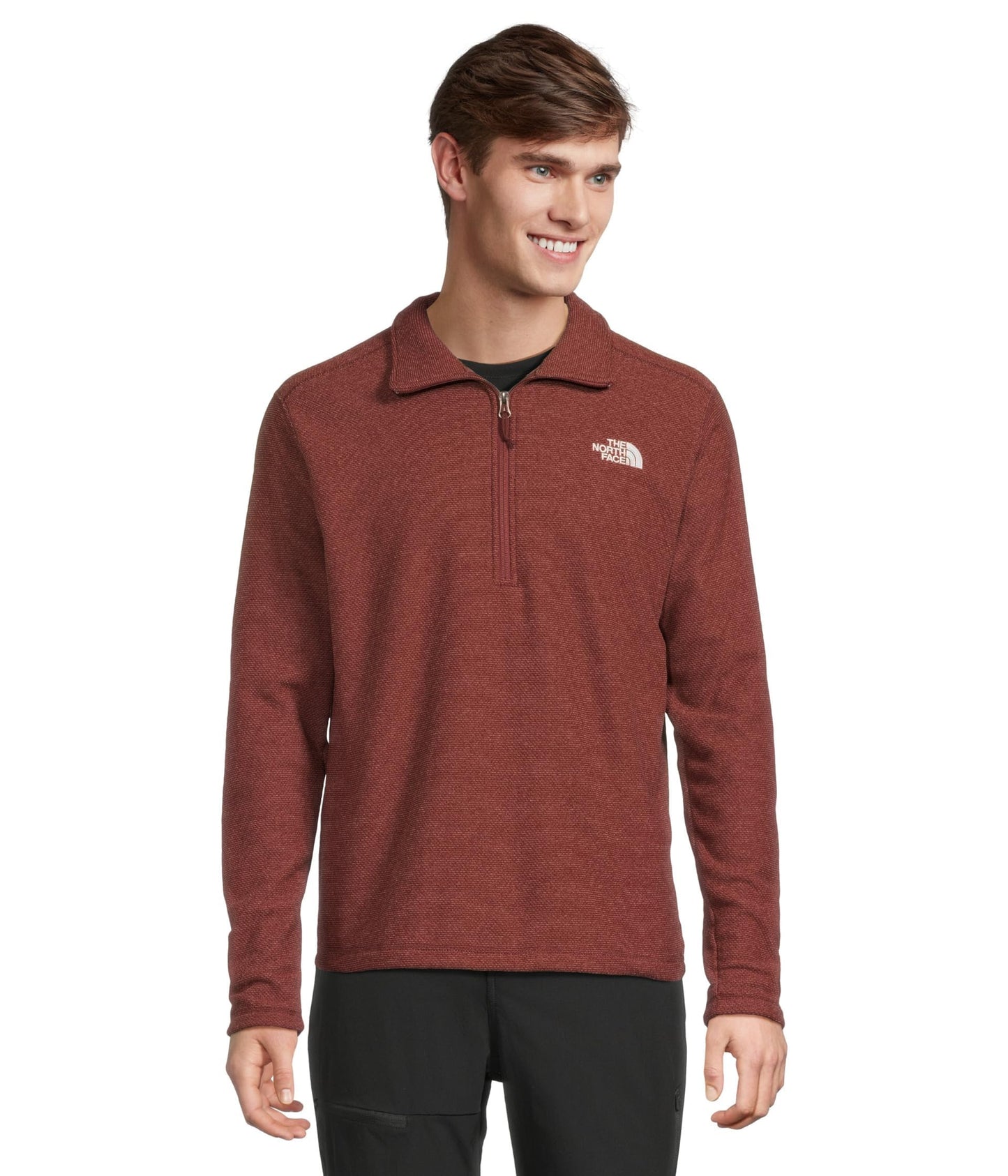THE NORTH FACE Men's Textured Cap Rock 1/4 Zip Pullover | Fleece Jacket, Fold Over Collar & Embroidered Logo