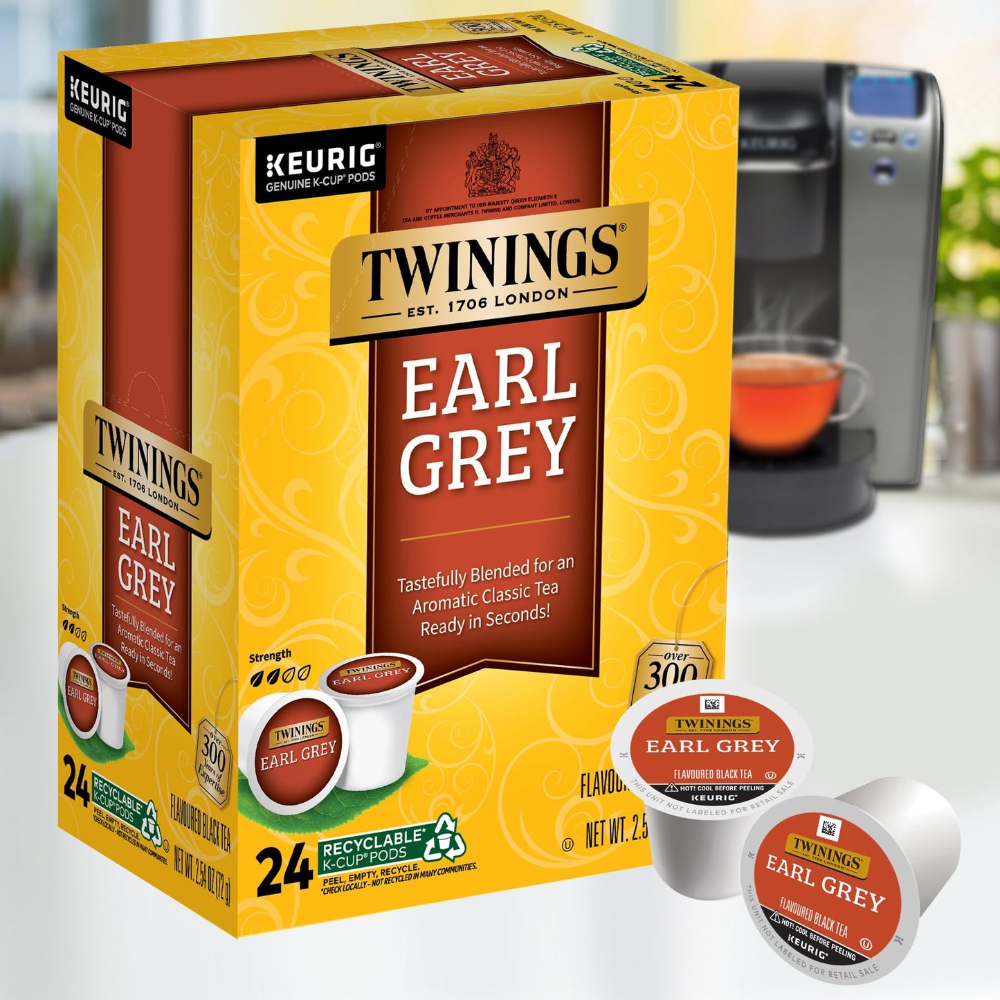 Twinings English Breakfast Black Tea K-Cup Pods for Keurig, 24 Count (Pack of 1), Smooth, Flavourful, Robust, Caffeinated, Enjoy Hot or Iced